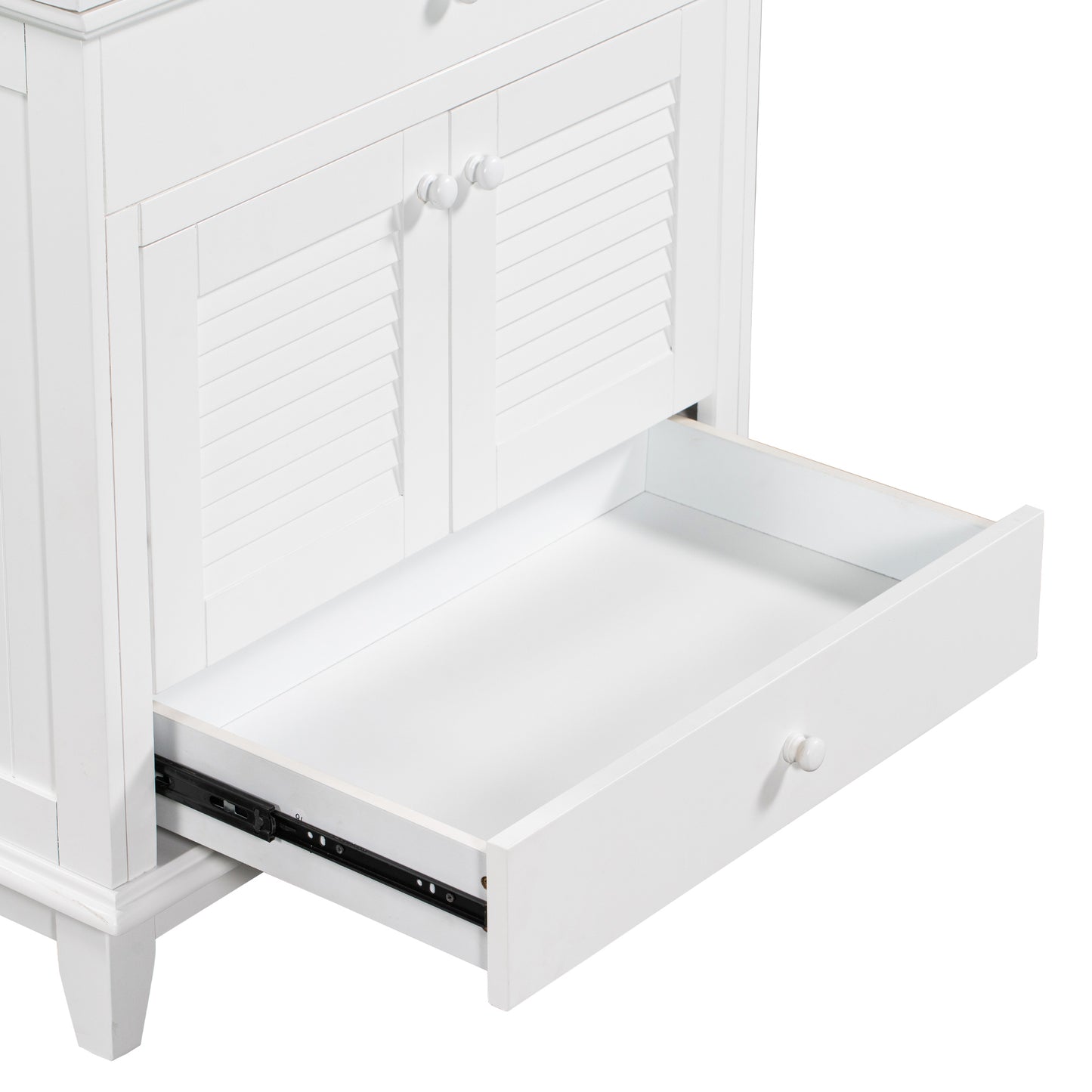 30" Bathroom Vanity with Sink, Bathroom Cabinet with Two Doors and One Drawer, White