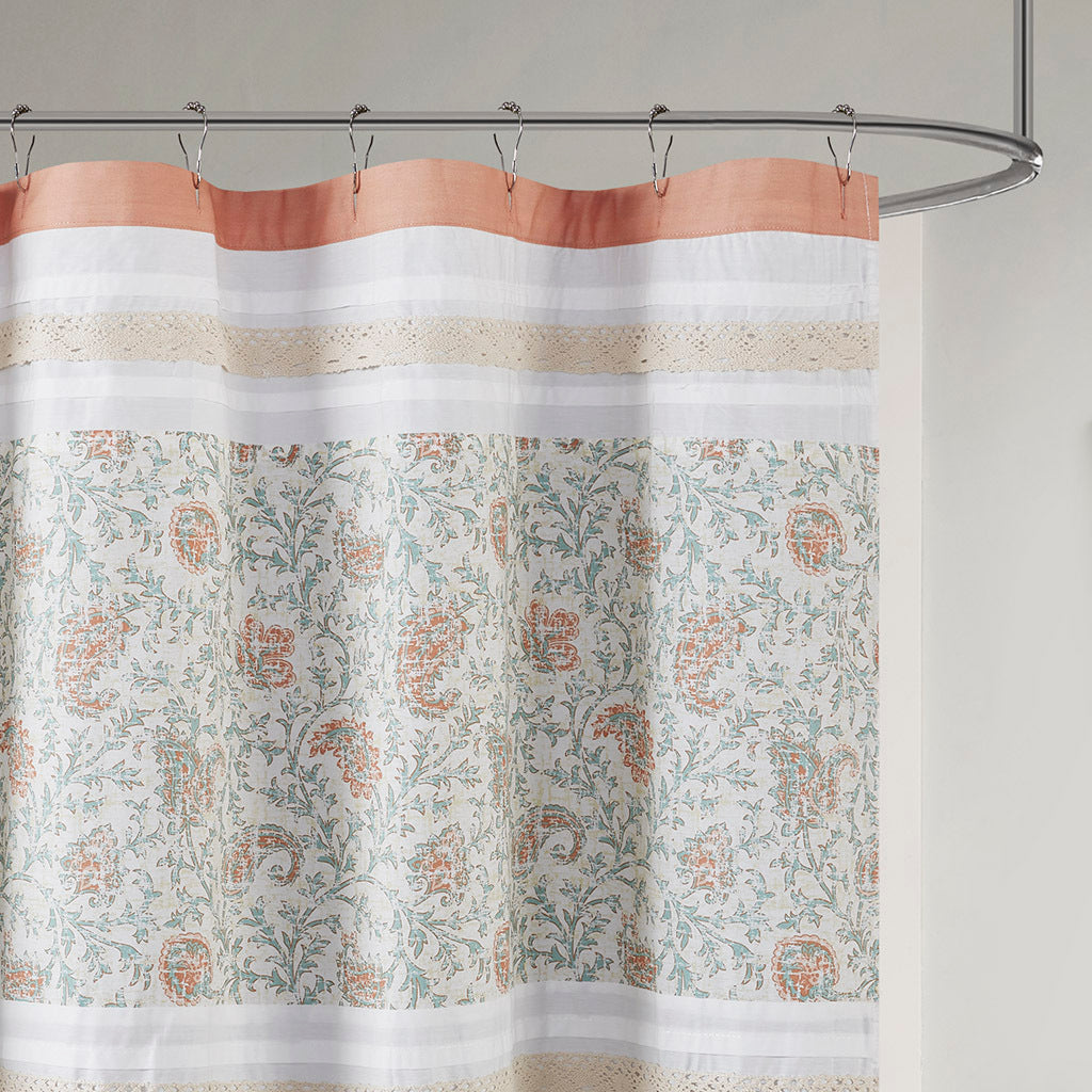 Elegant Paisley Lace Cotton Shower Curtain