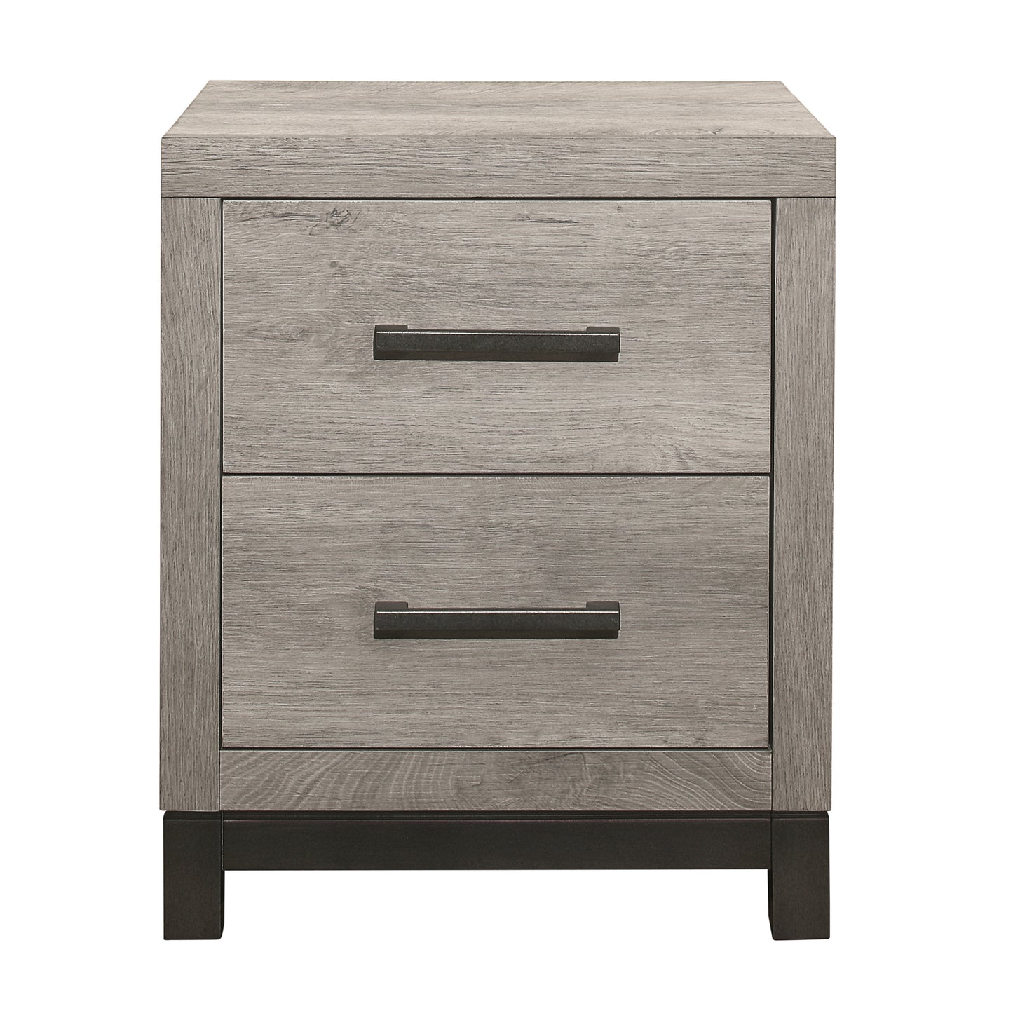 Attractive Gray Finish 1pc Nightstand of 2x Drawers Metal Bar Hardware Premium Melamine Board Wooden Bedroom Furniture