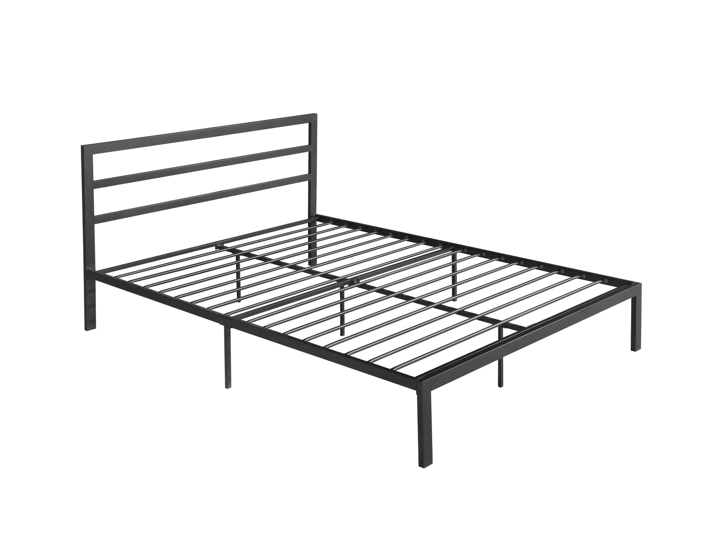 Queen Size Metal Bed Frame with Headboard Charcoal Grey