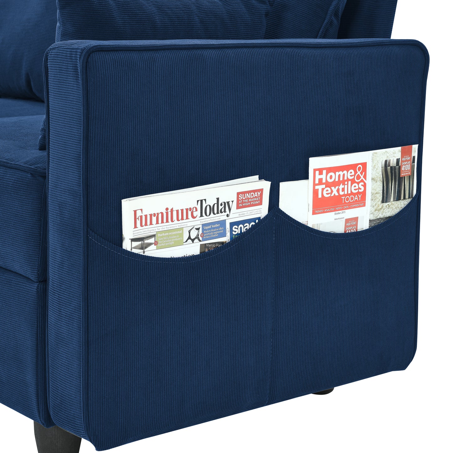 Sectional Modular Sofa, 7 Storage Seat Sofa Bed Couch for Living Room, Navy Blue Corduroy Velvet