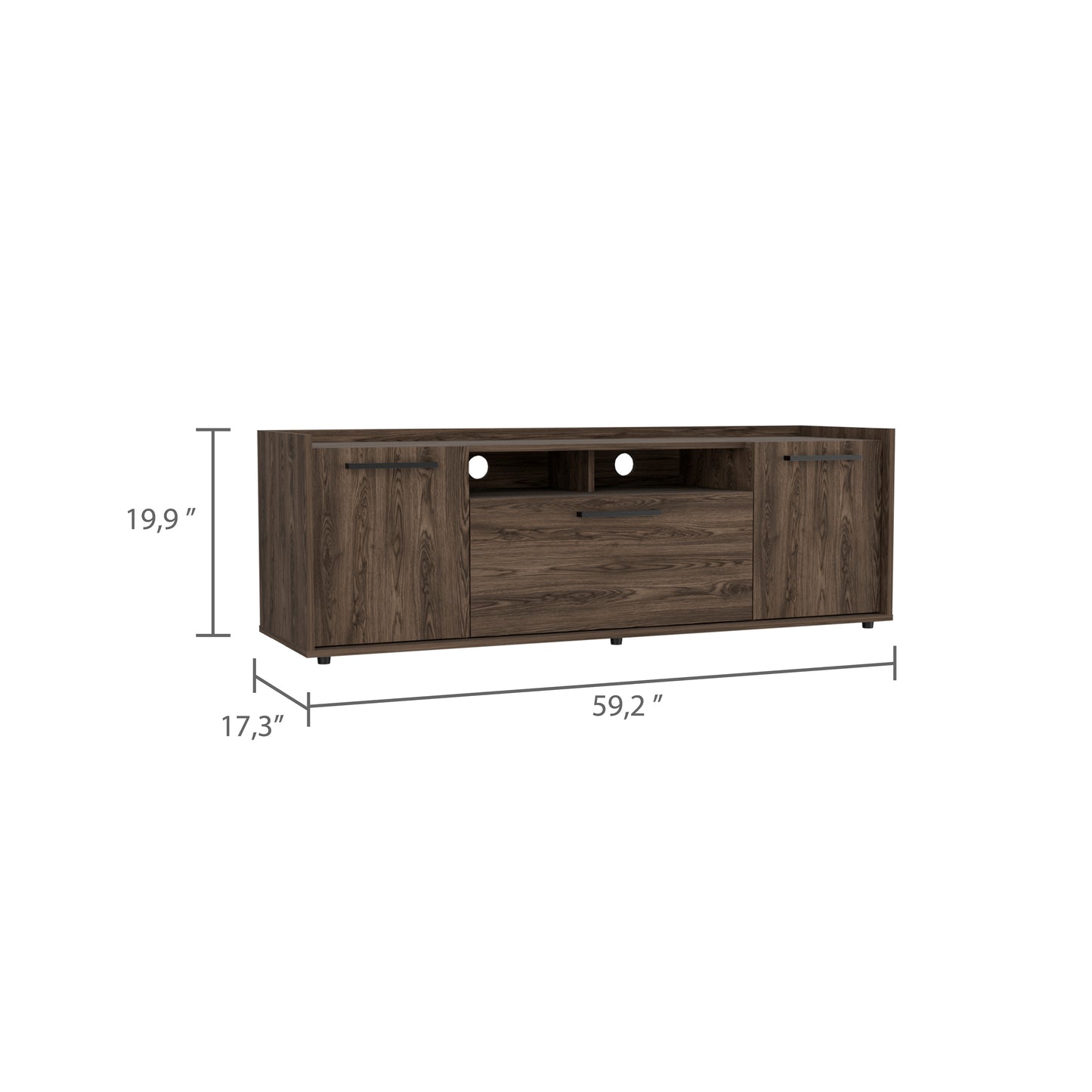 Brock Rectangular TV Stand in Dark Walnut with Two Doors