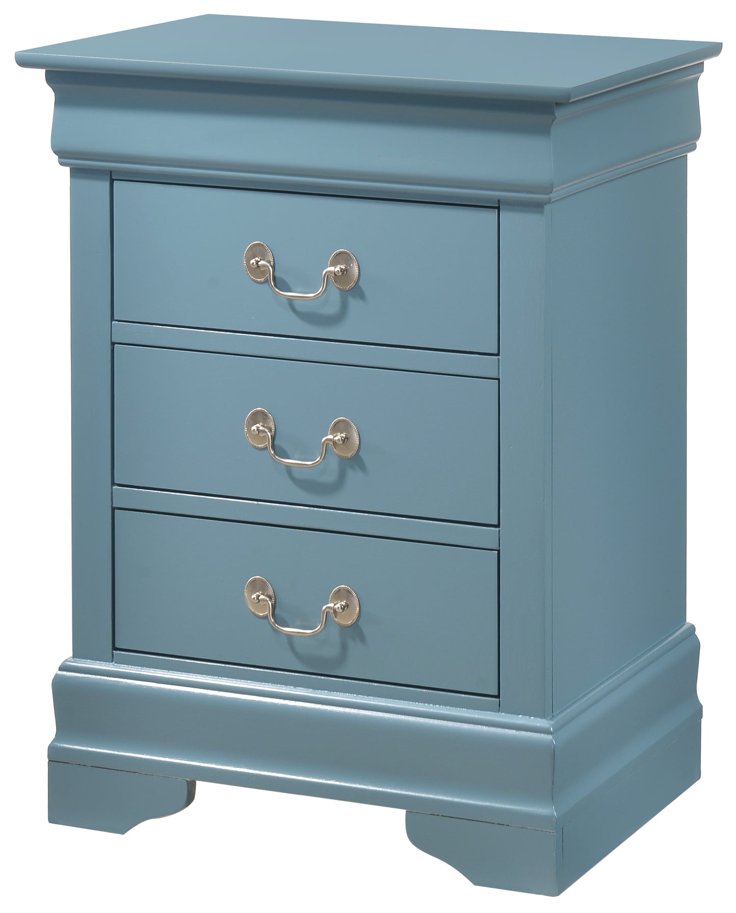 Louis Phillipe G3180-3N 3 Drawer Nightstand , Teal