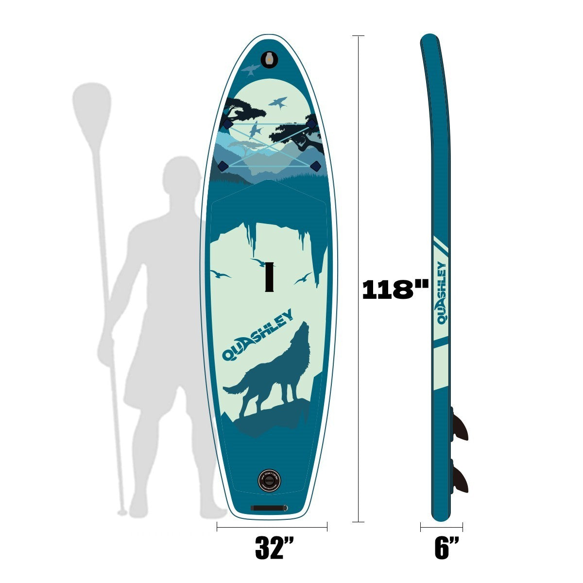 Inflatable Stand Up Paddle Board 9.9'x33"x5" With Premium SUP Accessories & Backpack, Wide Stance, Bottom Fin for Paddling, Paddle, Leash, Surf Control, Non-Slip Deck for Youth & Adult