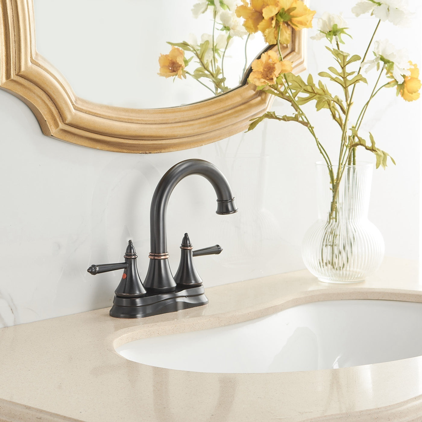 Oil Rubbed Bronze 4 in. Centerset Bathroom Faucet with 2 Handles
