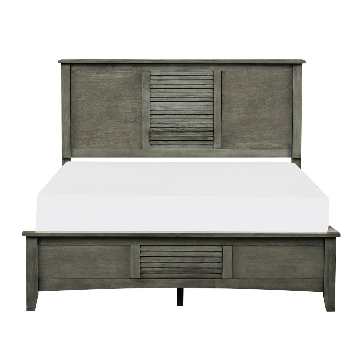 Transitional Style Cool Gray Finish 1pc Queen Size Bed Birch Veneer Wood Bedroom Furniture