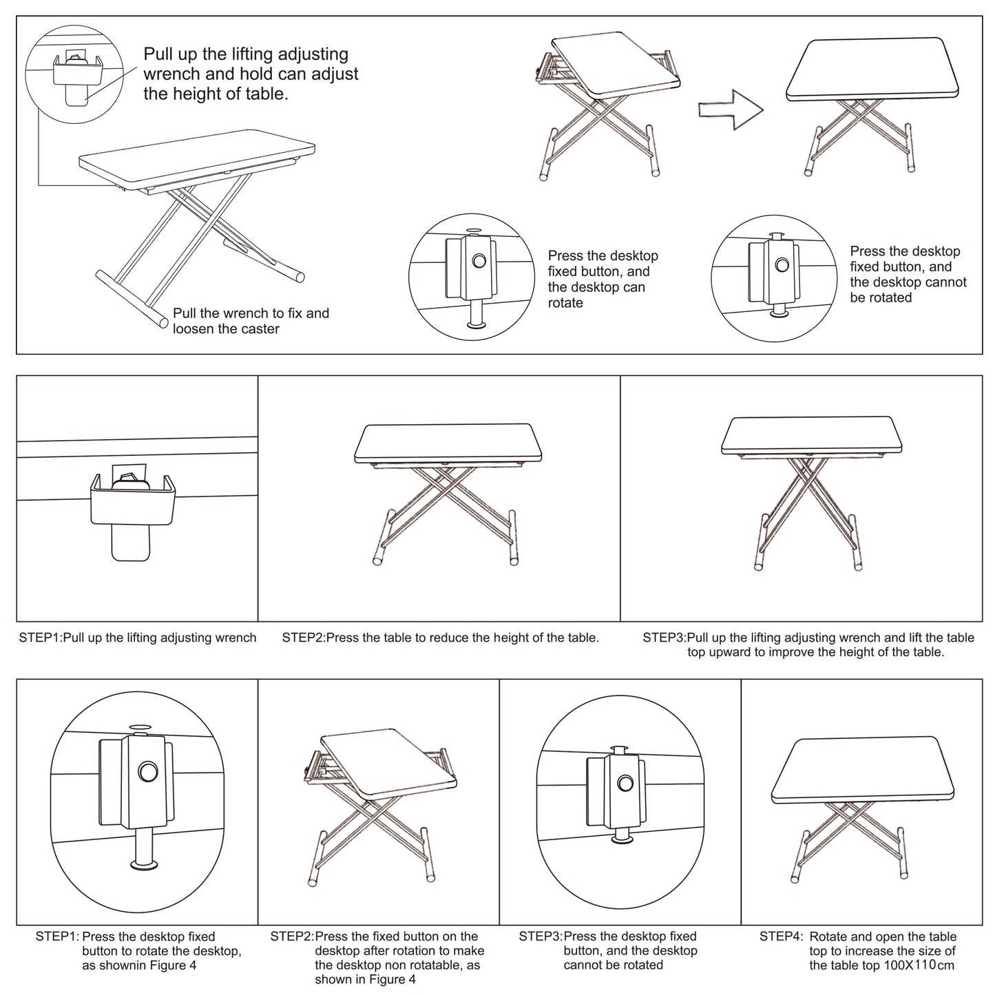 Versatile Minimalist Lift Table with Adjustable Height and Foldable Design