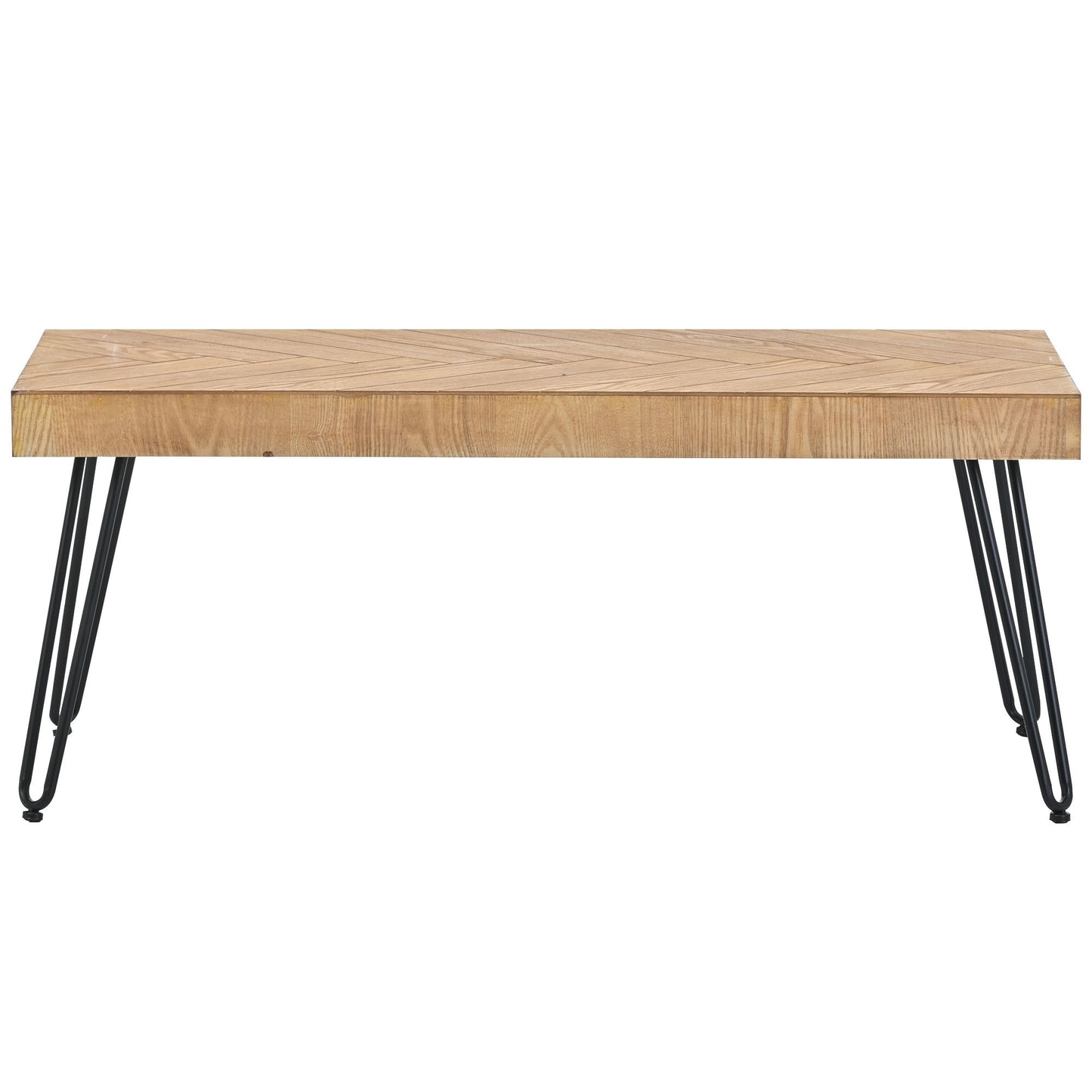 Stylish Ash Wood Coffee Table with Metal Hairpin Legs