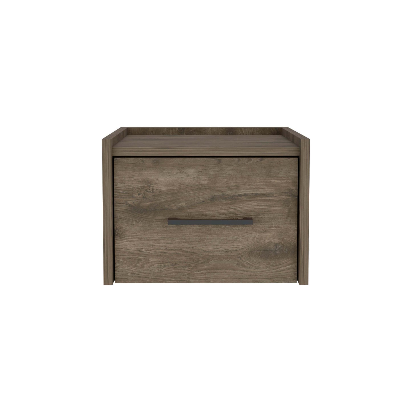 Boa Floating Nightstand, Wall-Mounted Single Drawer Design with Handle- Dark Brown - Bedroom