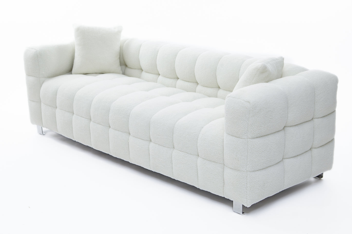 Beige White Sofa with Two Pillows, 81 Inches - Perfect for Living Room and Bedroom