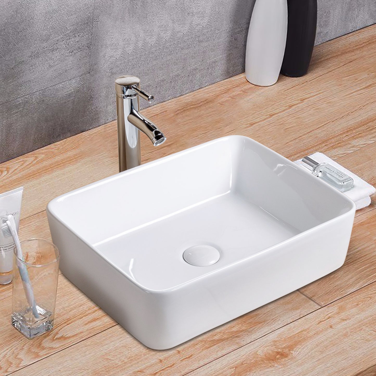 Vessel Bathroom Sink Basin in White Ceramic