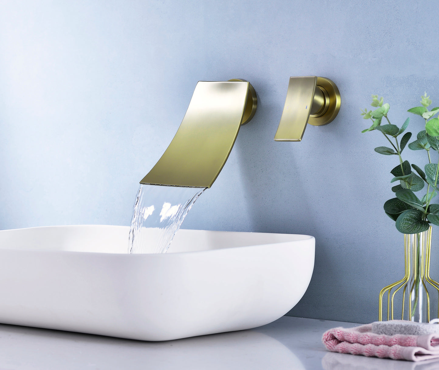 Wall Mounted Waterfall Bathroom Faucet