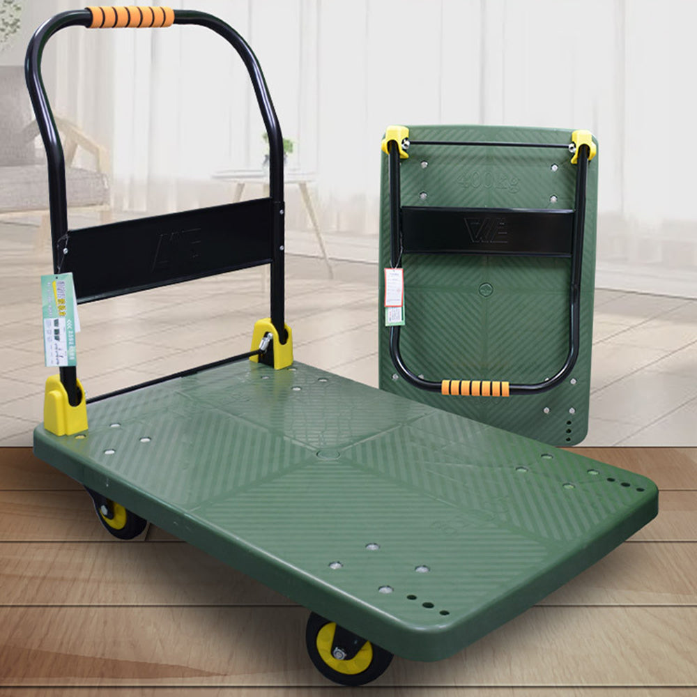 880 lbs. Capacity Portable Platform Hand Truck Collapsible Dolly Push Hand Cart for Loading and Storage in Green
