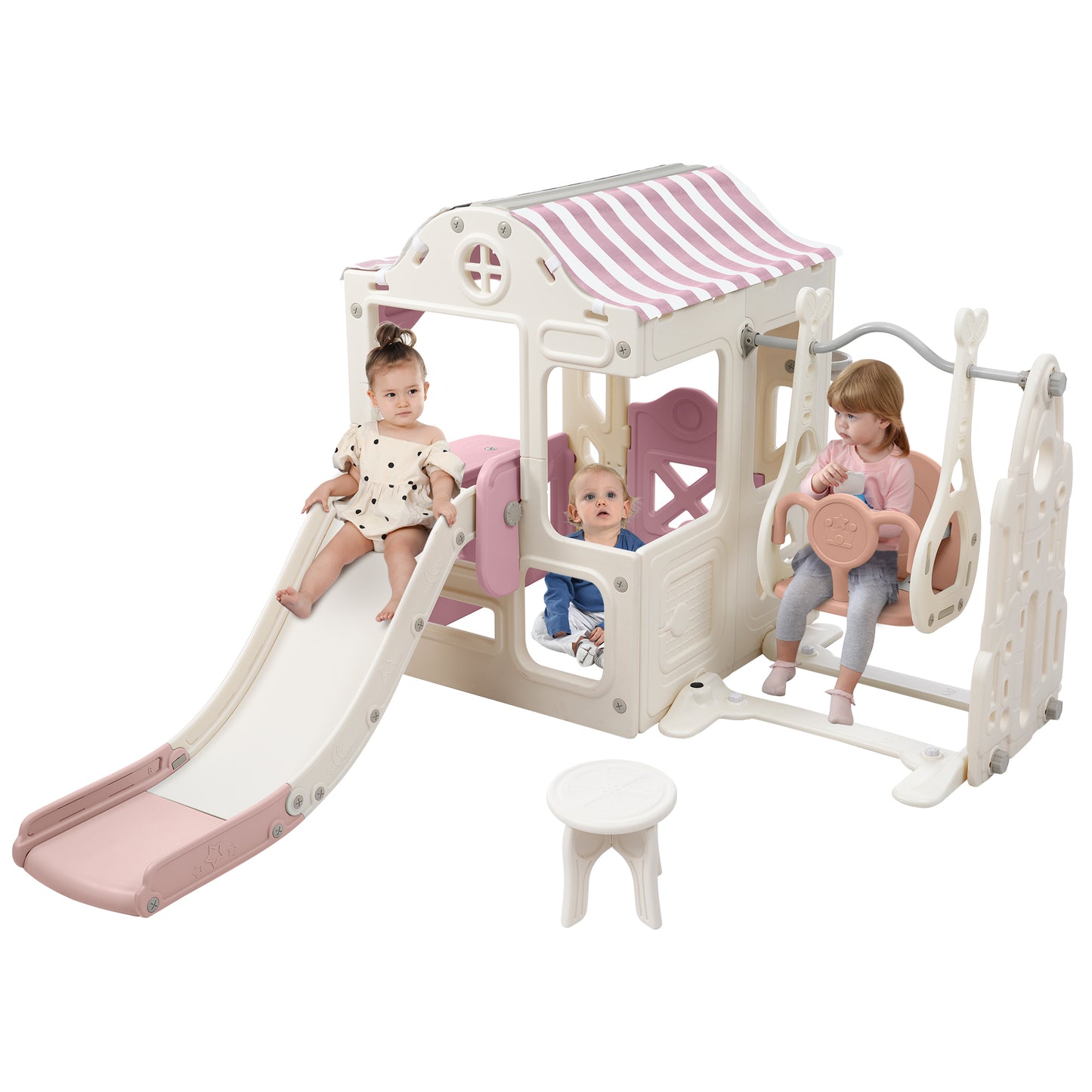 6-in-1 Toddler Swing and Slide Playset with Fairy House