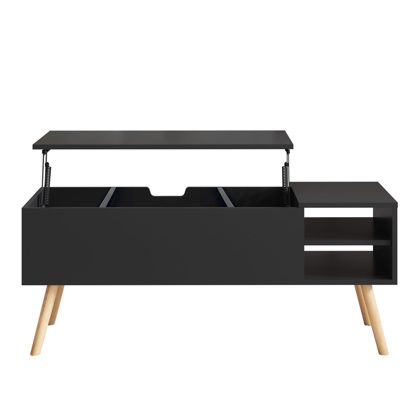 Elegant Lift-Top Coffee Table with Hidden Compartment and Solid Wood Legs