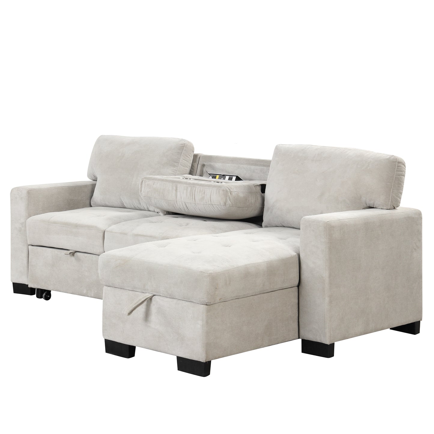 Elegant Light Gray Sectional Sofa with Versatile Storage and USB Charging