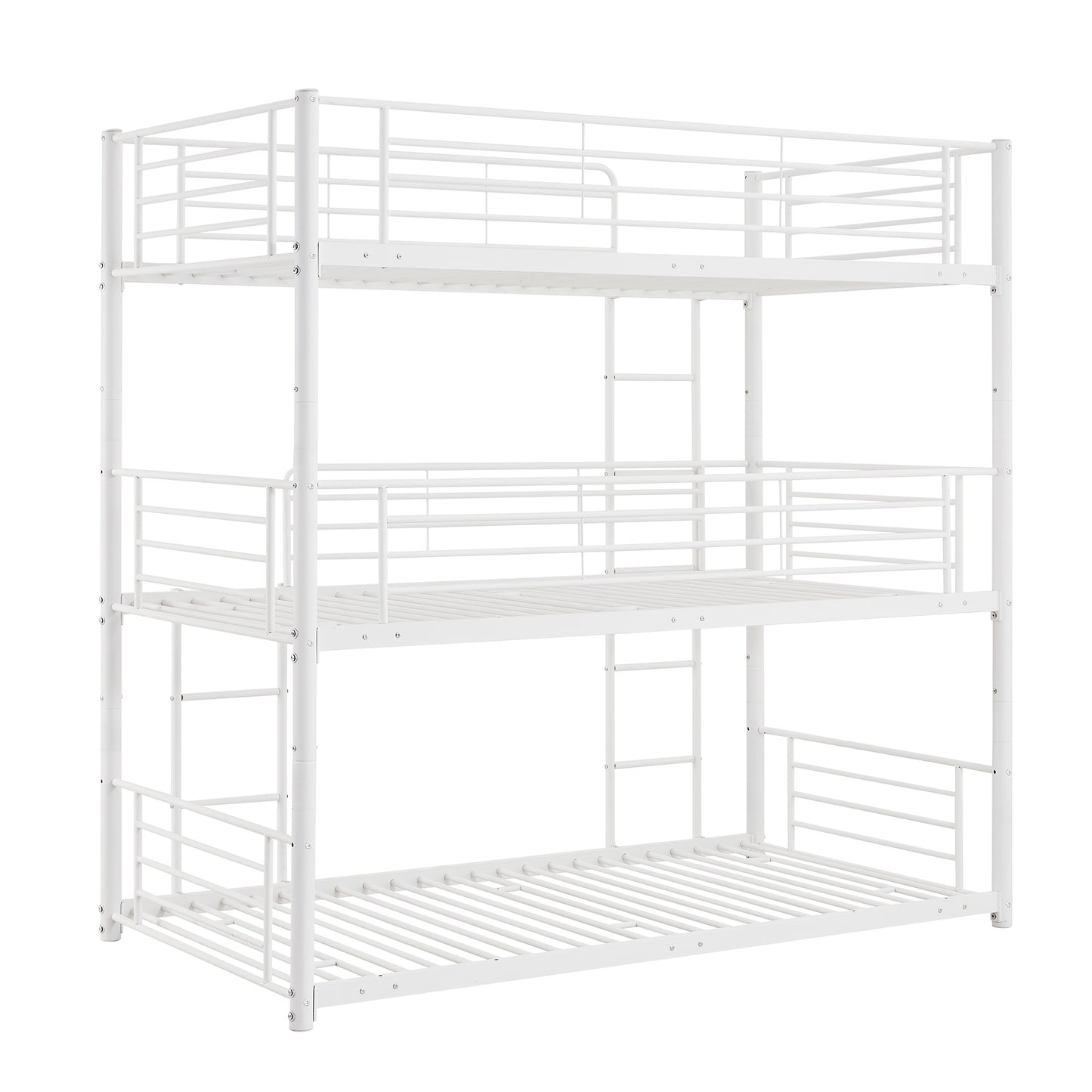 Twin-Twin-Twin Triple Bed with Built-in Ladder, Divided into Three Separate Beds,White(OLD SKU:LP000197AAK)