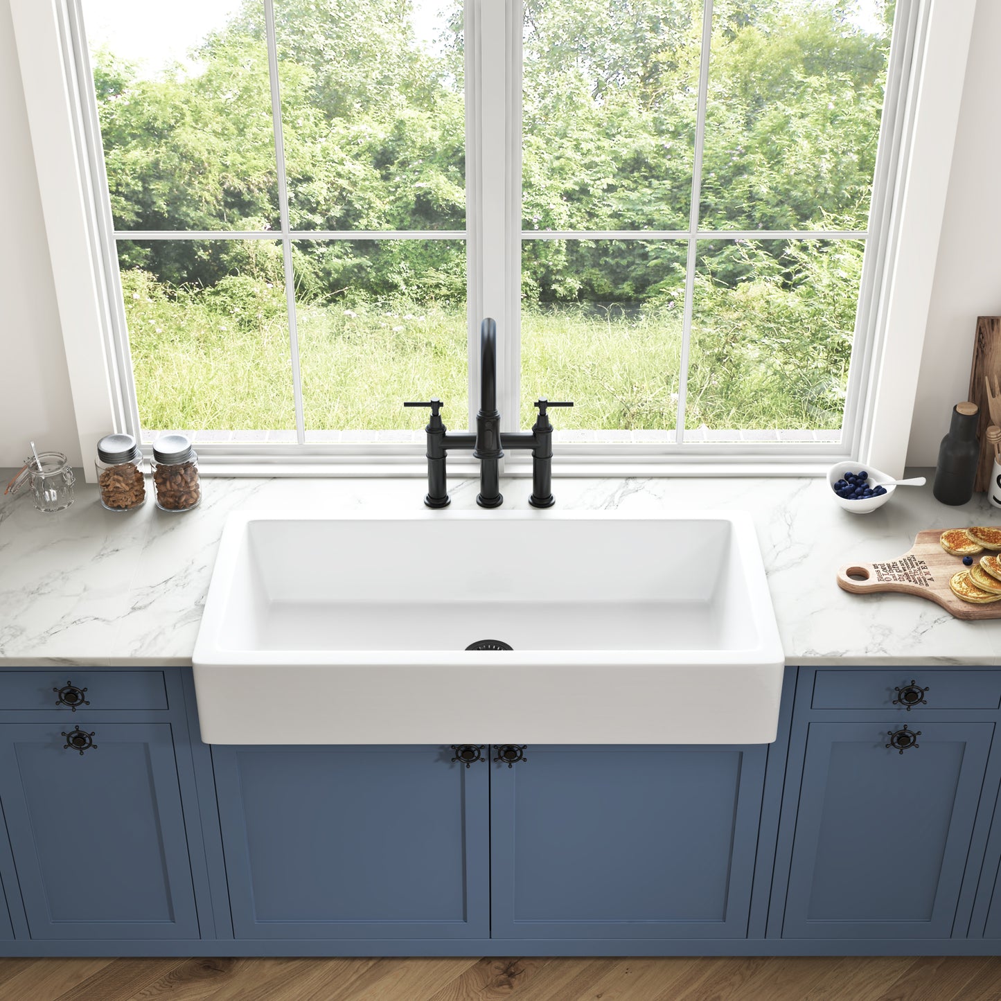 High-Quality White Ceramic Farmhouse Kitchen Sink with Apron