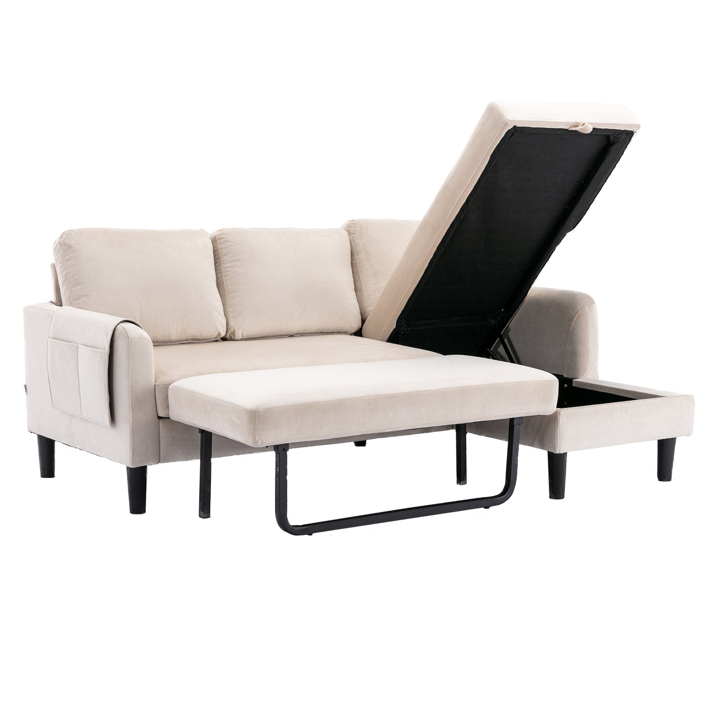 UNITED WE WIN Sectional Sofa Reversible Sectional Sleeper Sectional Sofa with Storage Chaise