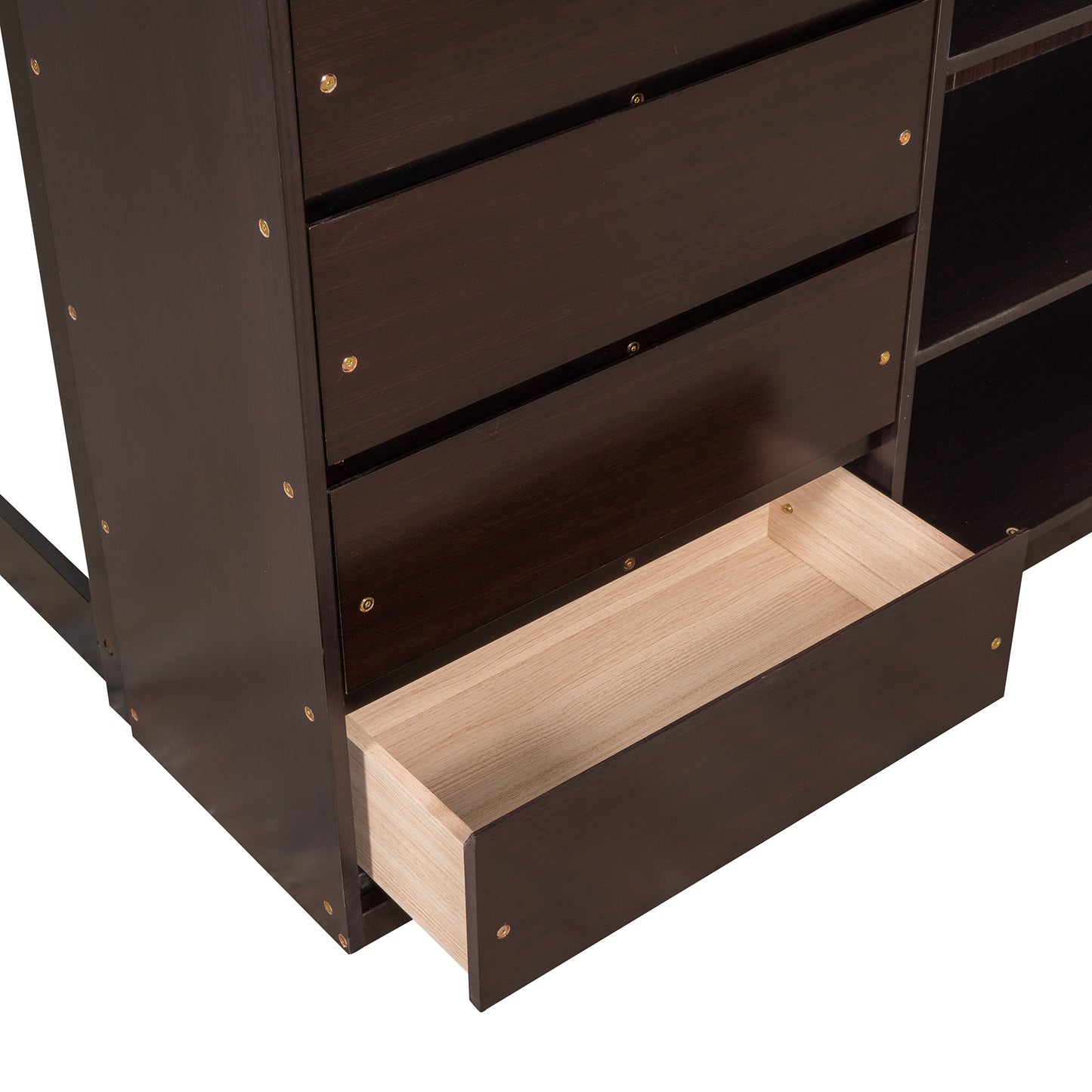 Espresso Bunk Bed with Ample Storage and Solid Construction