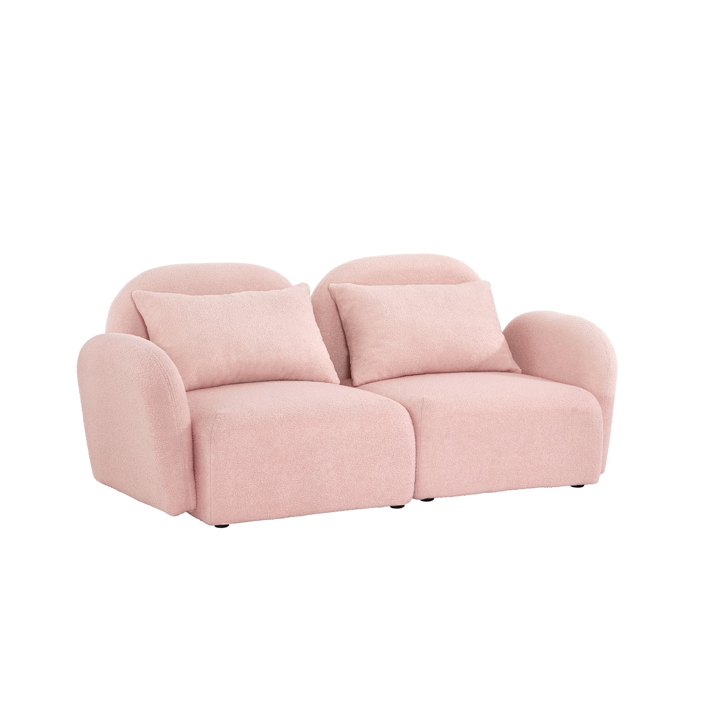 Living Room Furniture Lazy Sofa Loveseat Teddy Fabric Pink