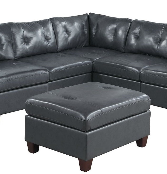 Luxurious Black Leather Modular Sectional Sofa Set