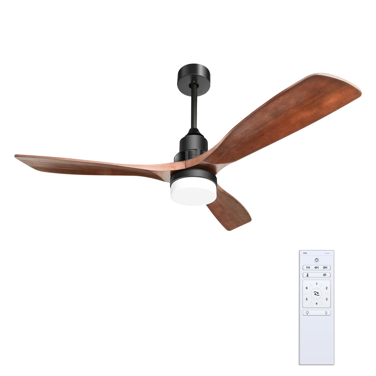 52-Inch Modern Ceiling Fan with Light and Remote - Energy-Efficient Reversible DC Motor