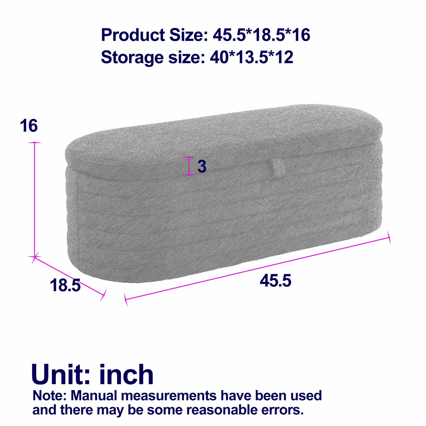 [Video] Welike Length 45.5 inchesStorage Ottoman Bench Upholstered Fabric Storage Bench End of Bed Stool with Safety Hinge for Bedroom, Living Room, Entryway, Grey teddy.