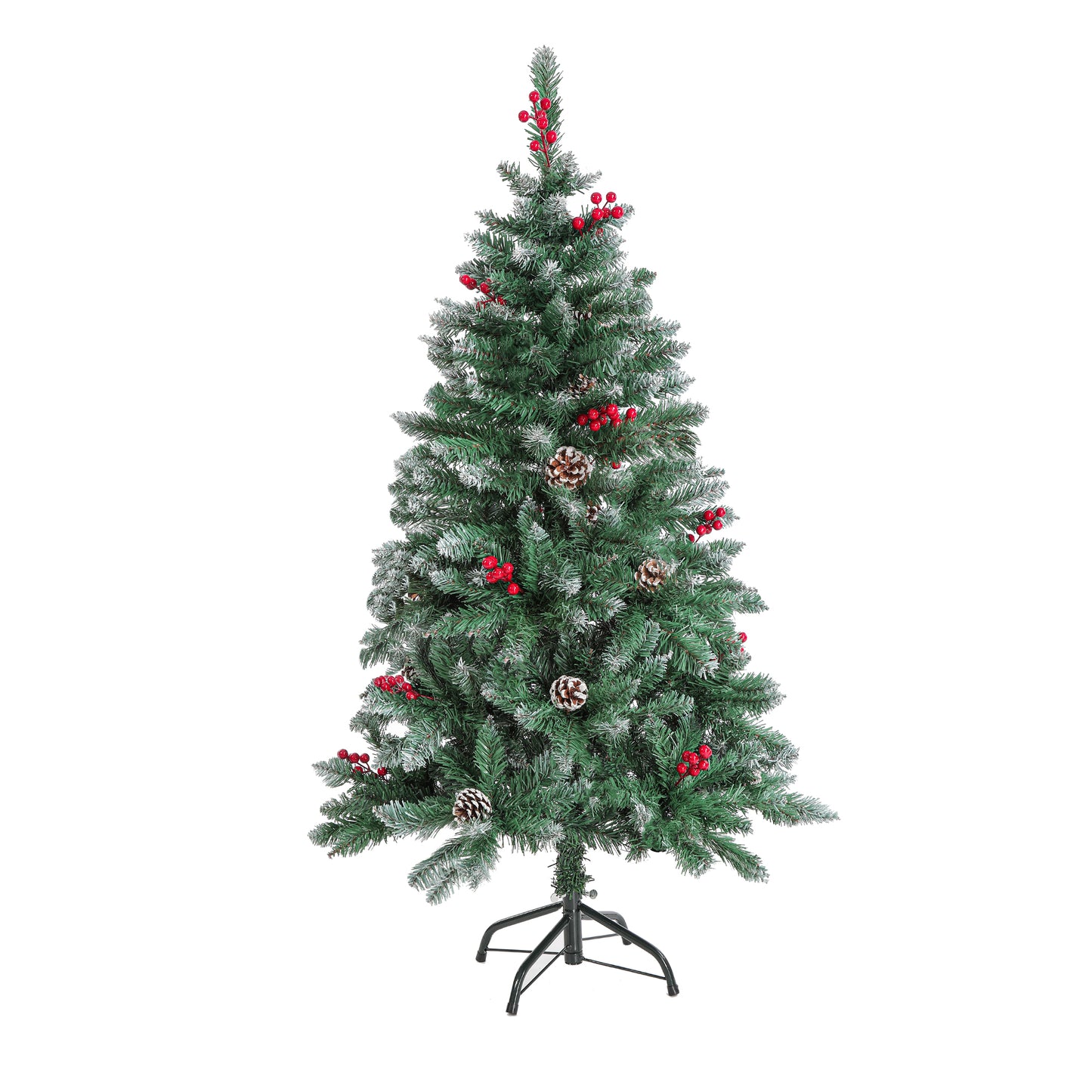 4ft Pre-Lit Green Artificial Christmas Tree with LED Lights, Pinecones, and Berries