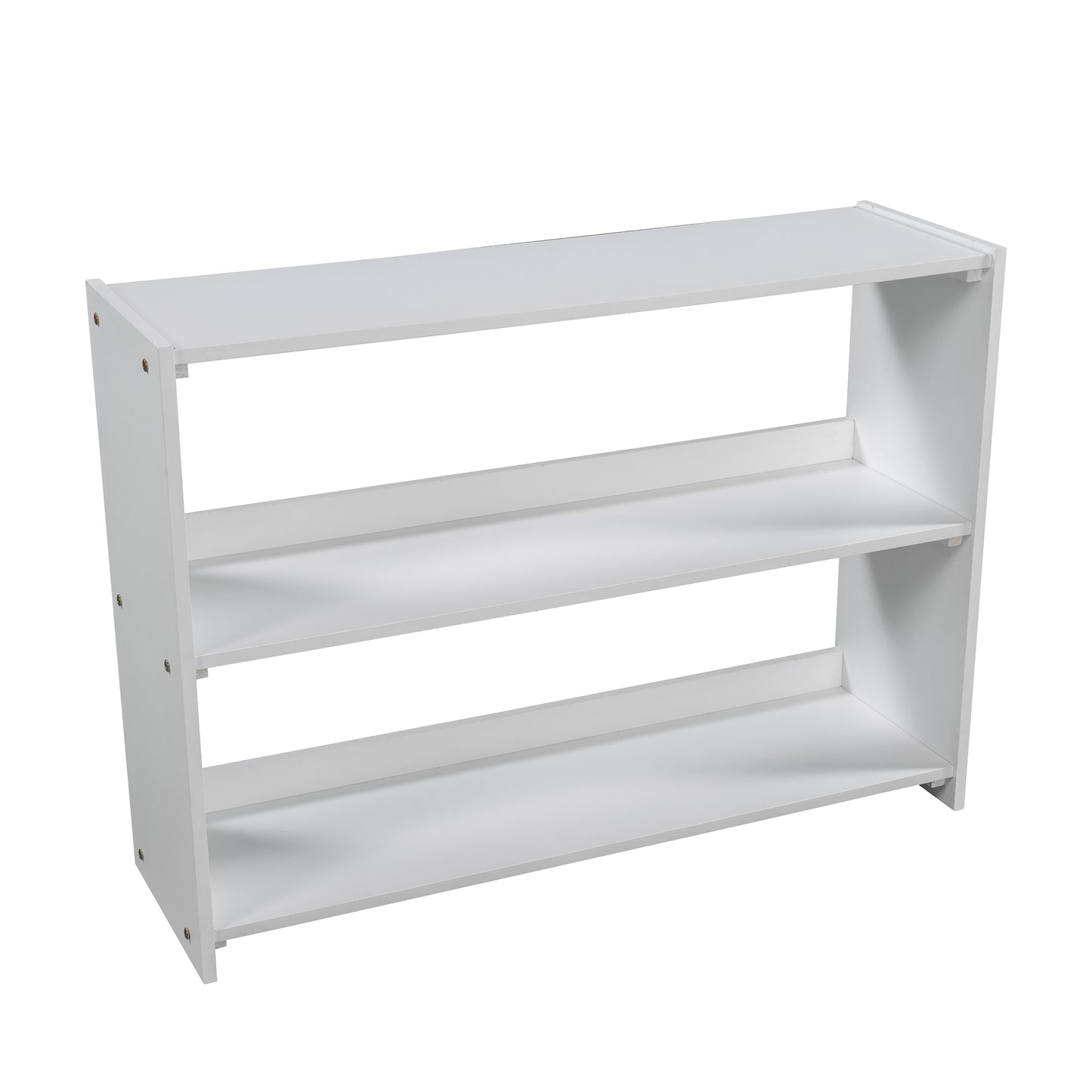 Low Loft Bed with Attached Bookcases and Separate 3-tier Drawers,Convertible Ladder and Slide,Twin,White