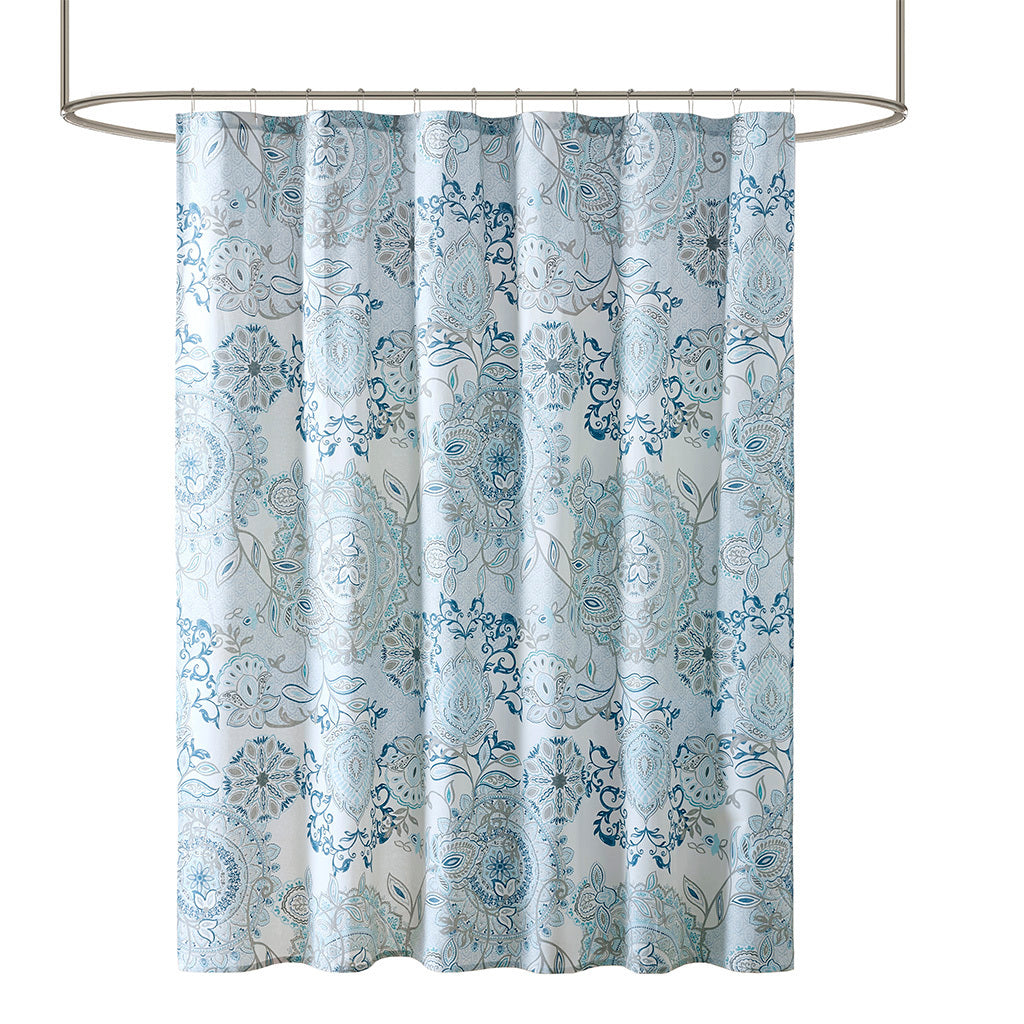 Watercolor Blossoms Cotton Shower Curtain