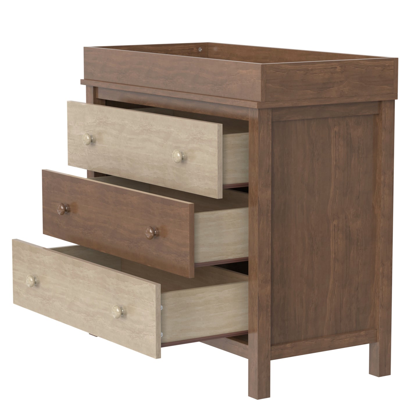 3-Drawer Changer Dresser with Removable Changing Tray in Brown