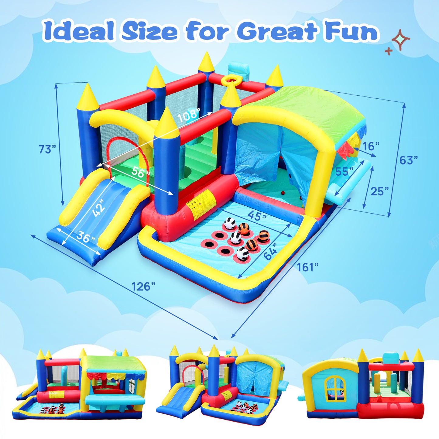 Ultimate 7-in-1 Inflatable Bounce House with Ball Pit and Obstacle Course for Kids' Indoor and Outdoor Parties