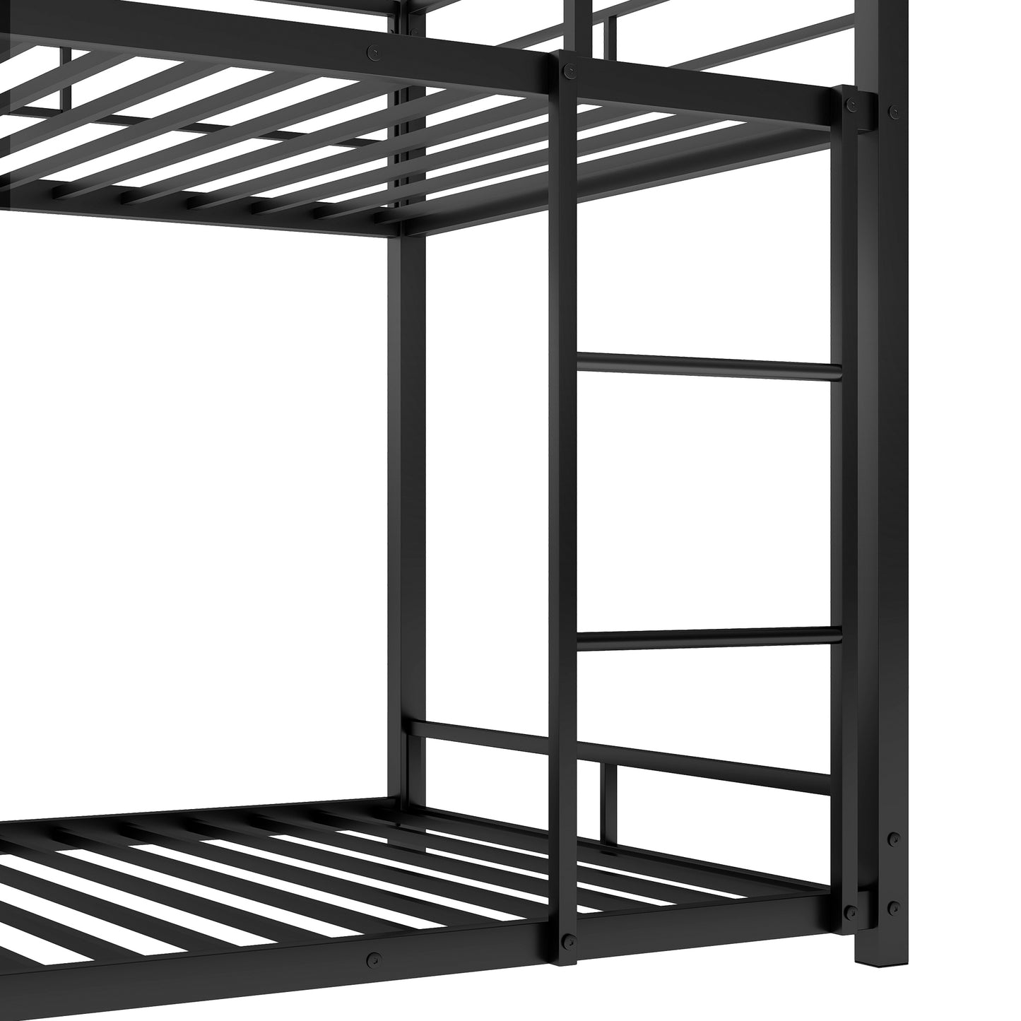 Sleek Black Metal Triple Bunk Bed with Twin Size