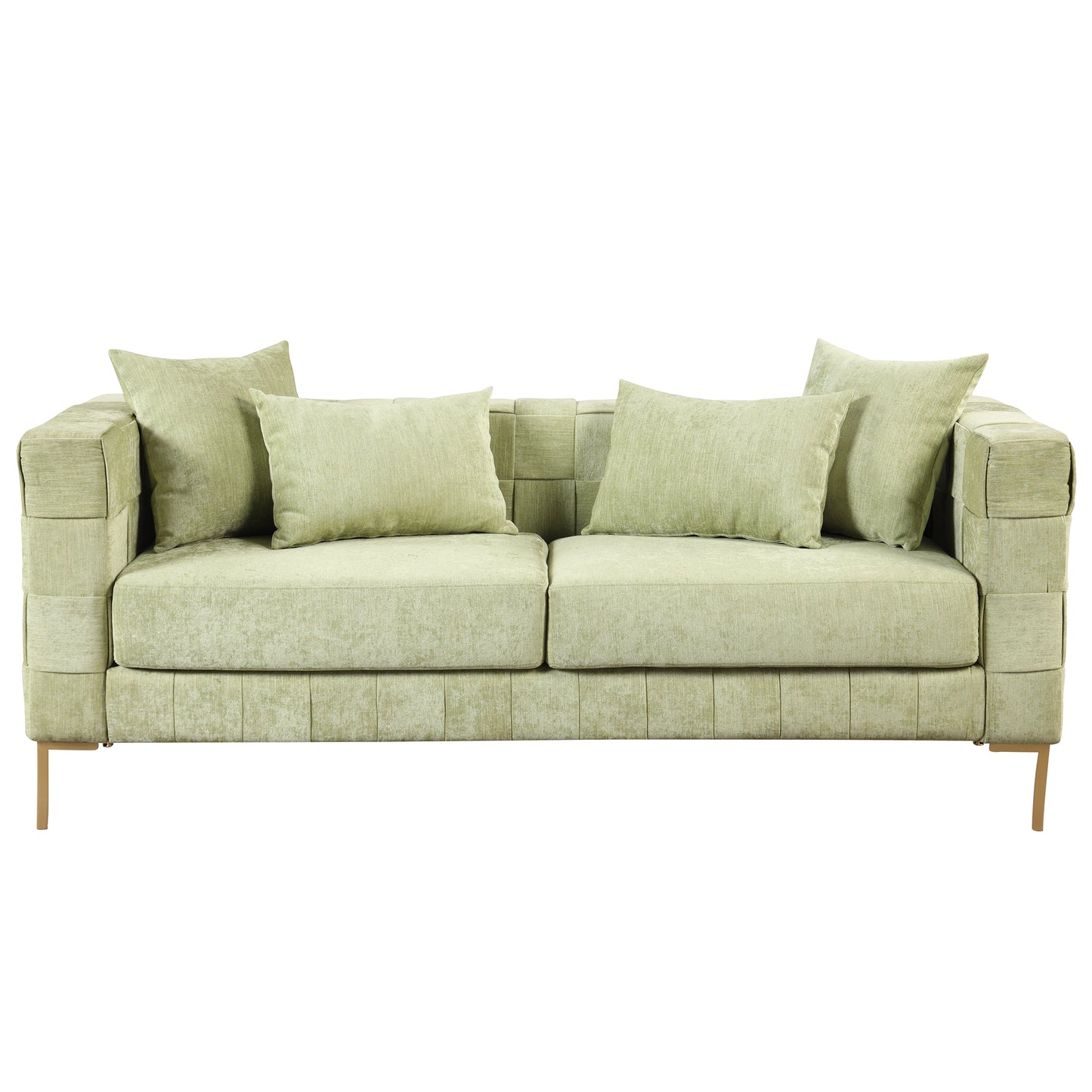 Sleek 80.5 Modern Upholstered Sofa with Golden Metal Legs