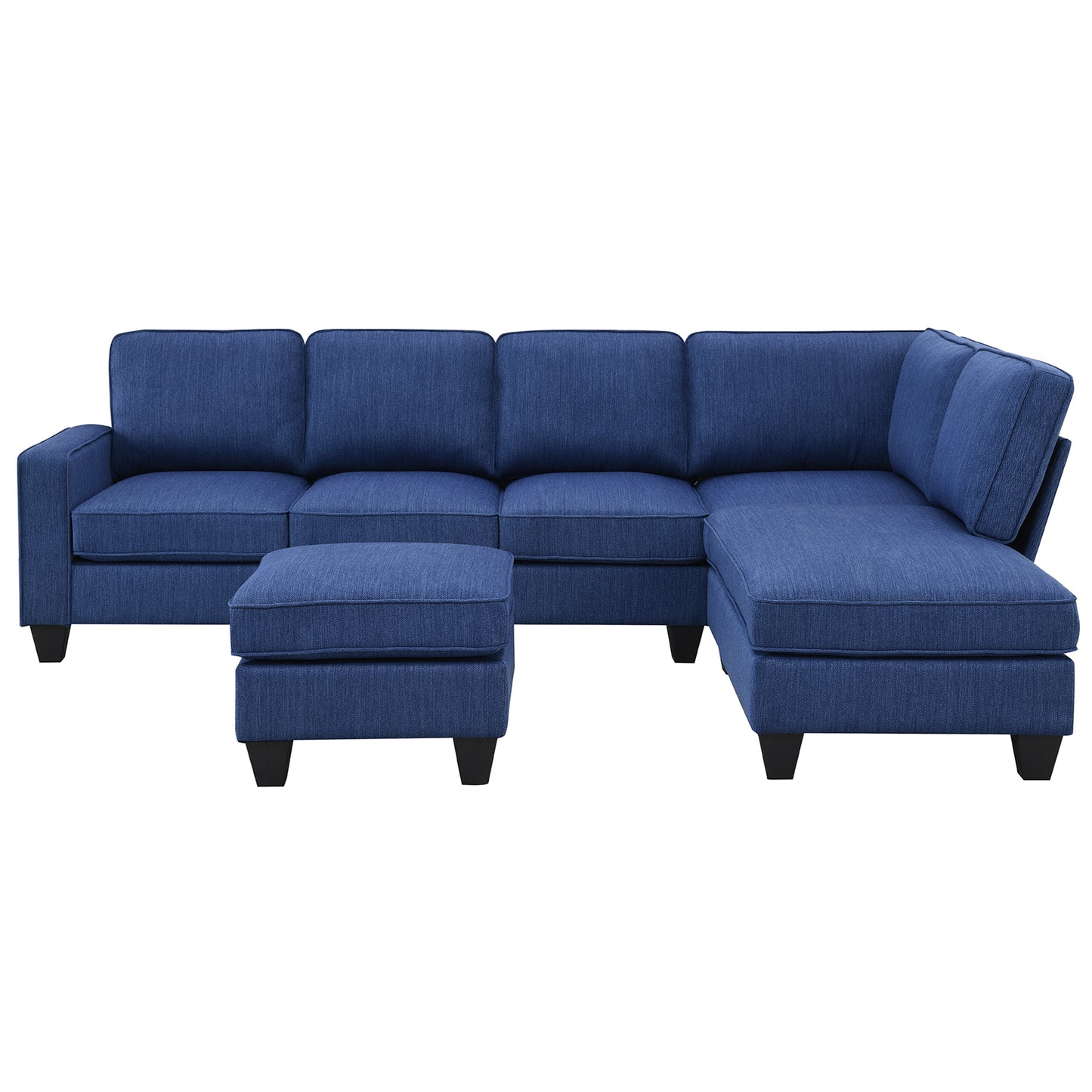 Modern L-Shaped Sectional Sofa with Convertible Ottoman and Chaise Lounge