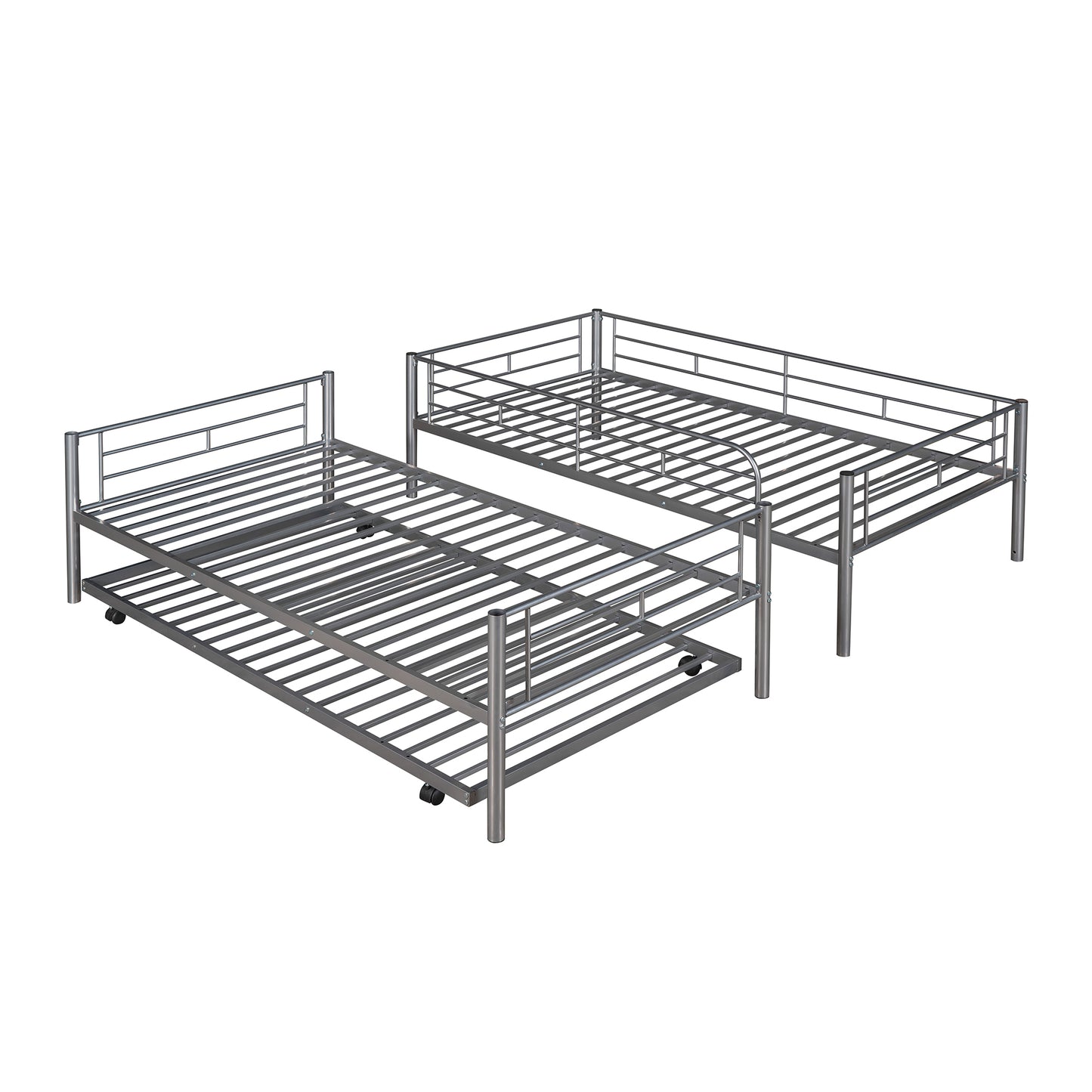 Convertible Twin Metal Bunk Bed With Trundle