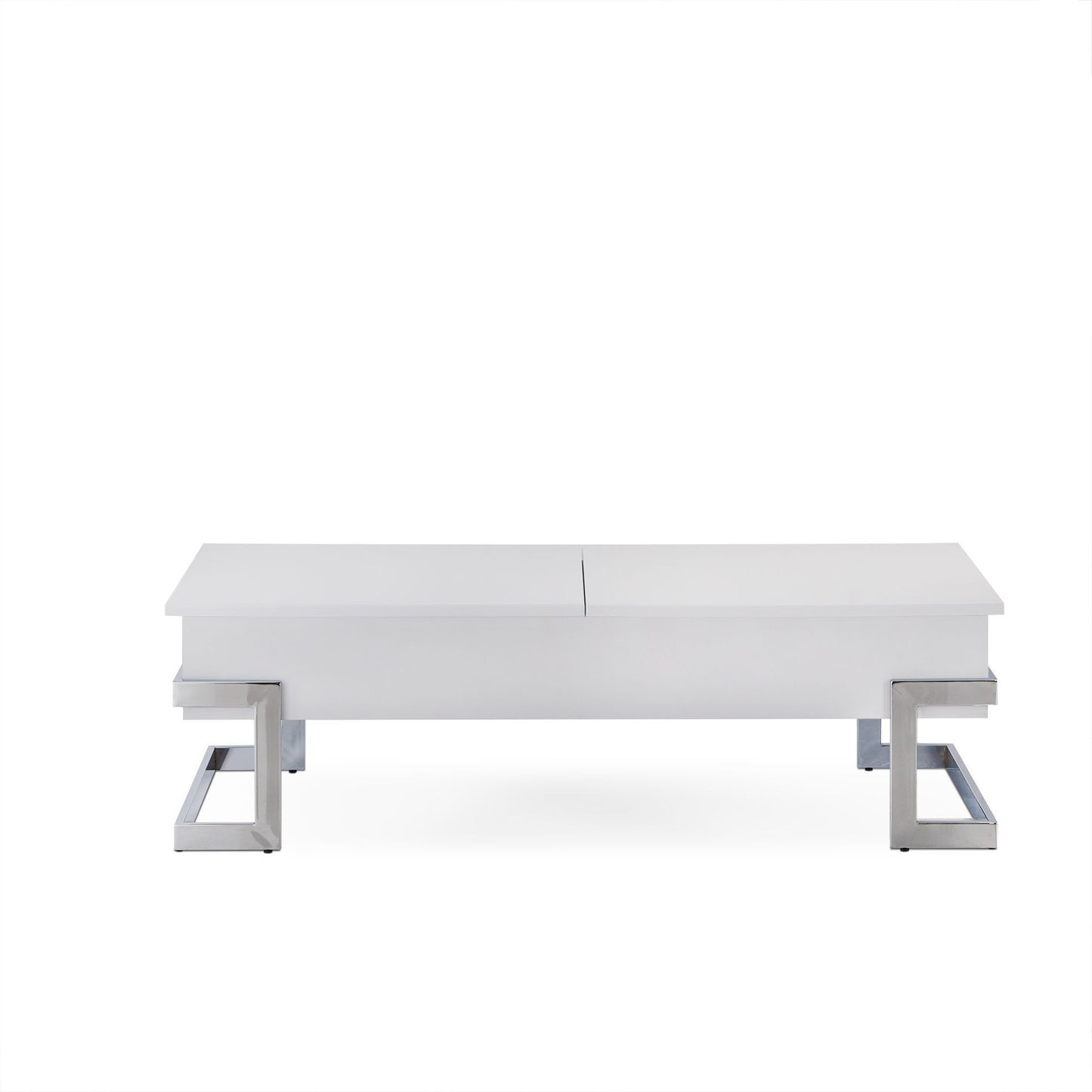 Elegant Chrome and White Lift-Top Coffee Table