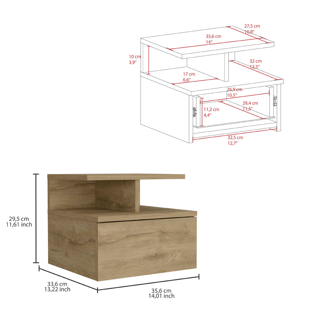 Floating Nightstand Flopini, One Drawer, Macadamia Finish