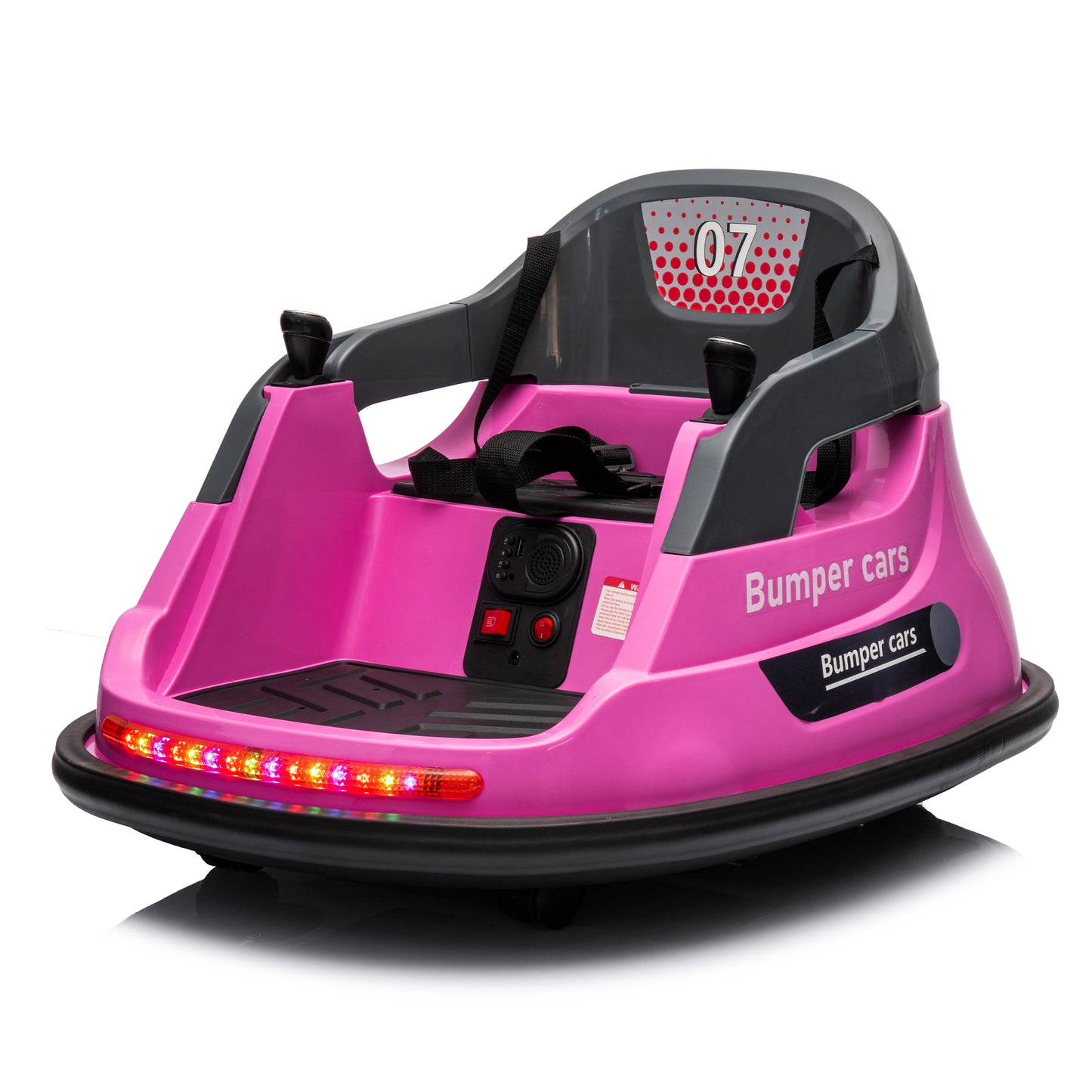 12V Pink Bumper Car with Remote Control and LED Lights