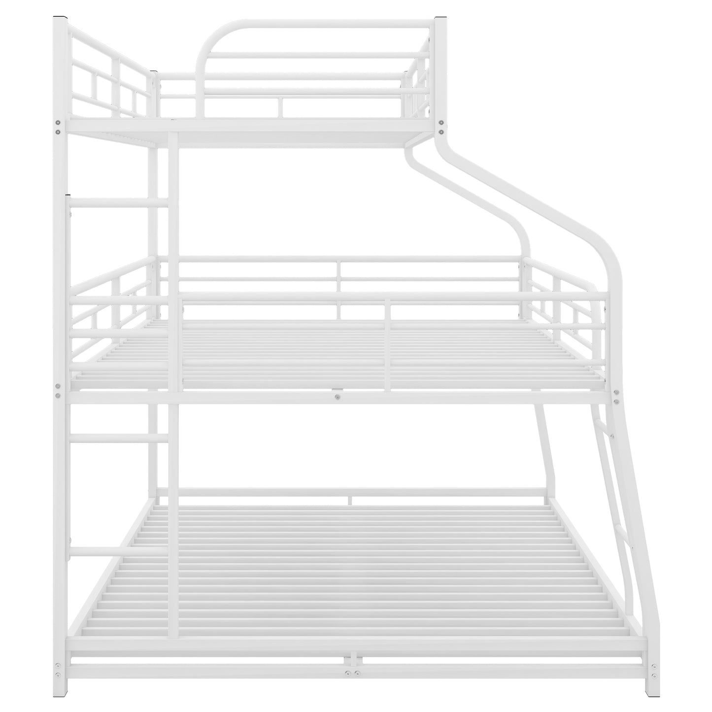 White Triple Bunk Bed with Twin XL/Full XL/Queen Sizes for Family-Friendly Spaces