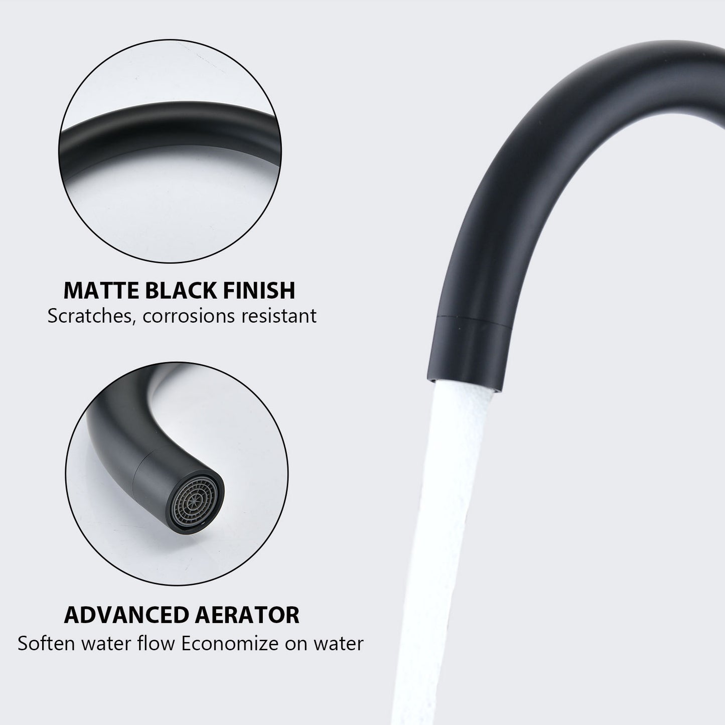 Matte Black 8 Inch Two-Handle Widespread Bathroom Faucet