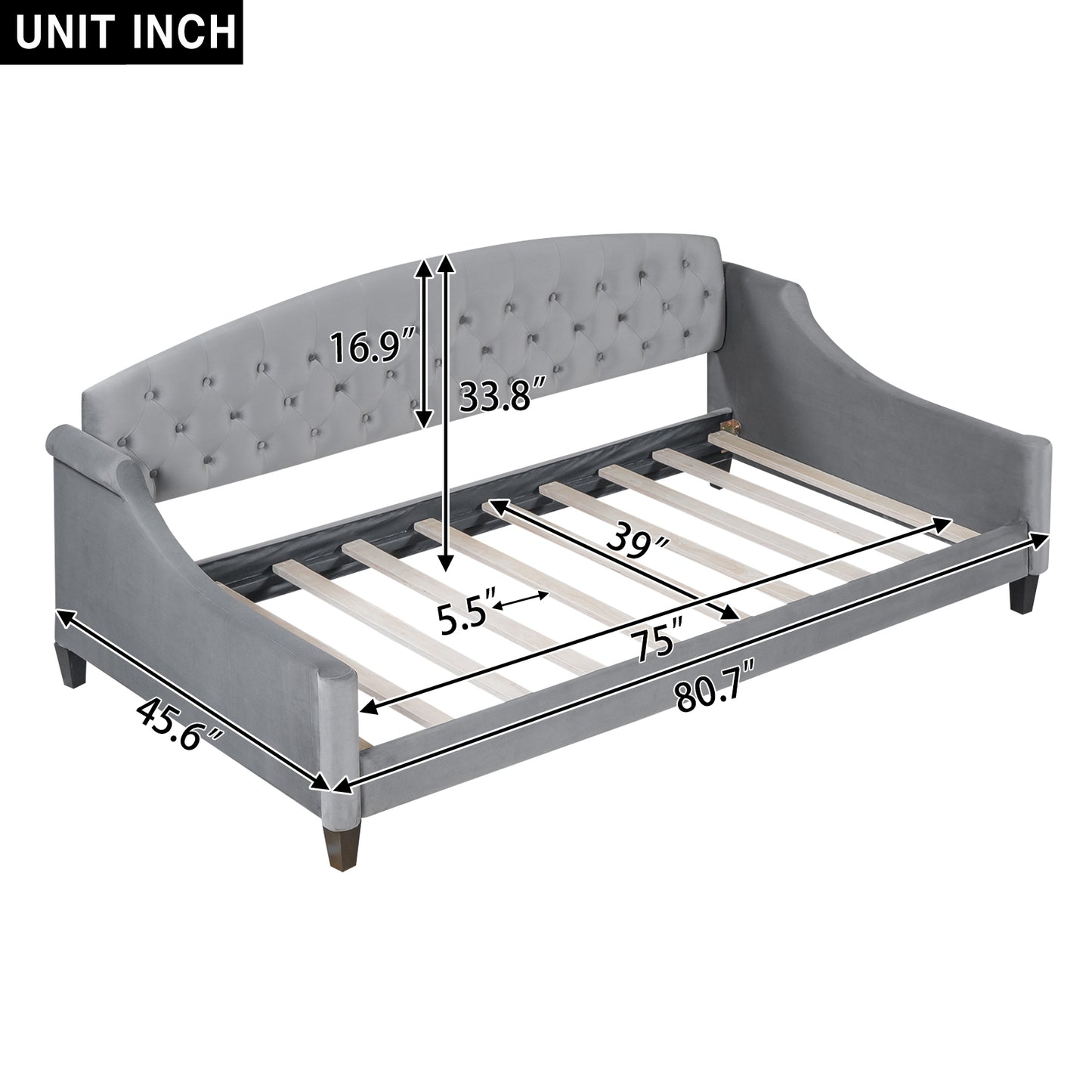 Modern Luxury Tufted Button Daybed,Twin,Gray(Expected Arrival Time:12.28)