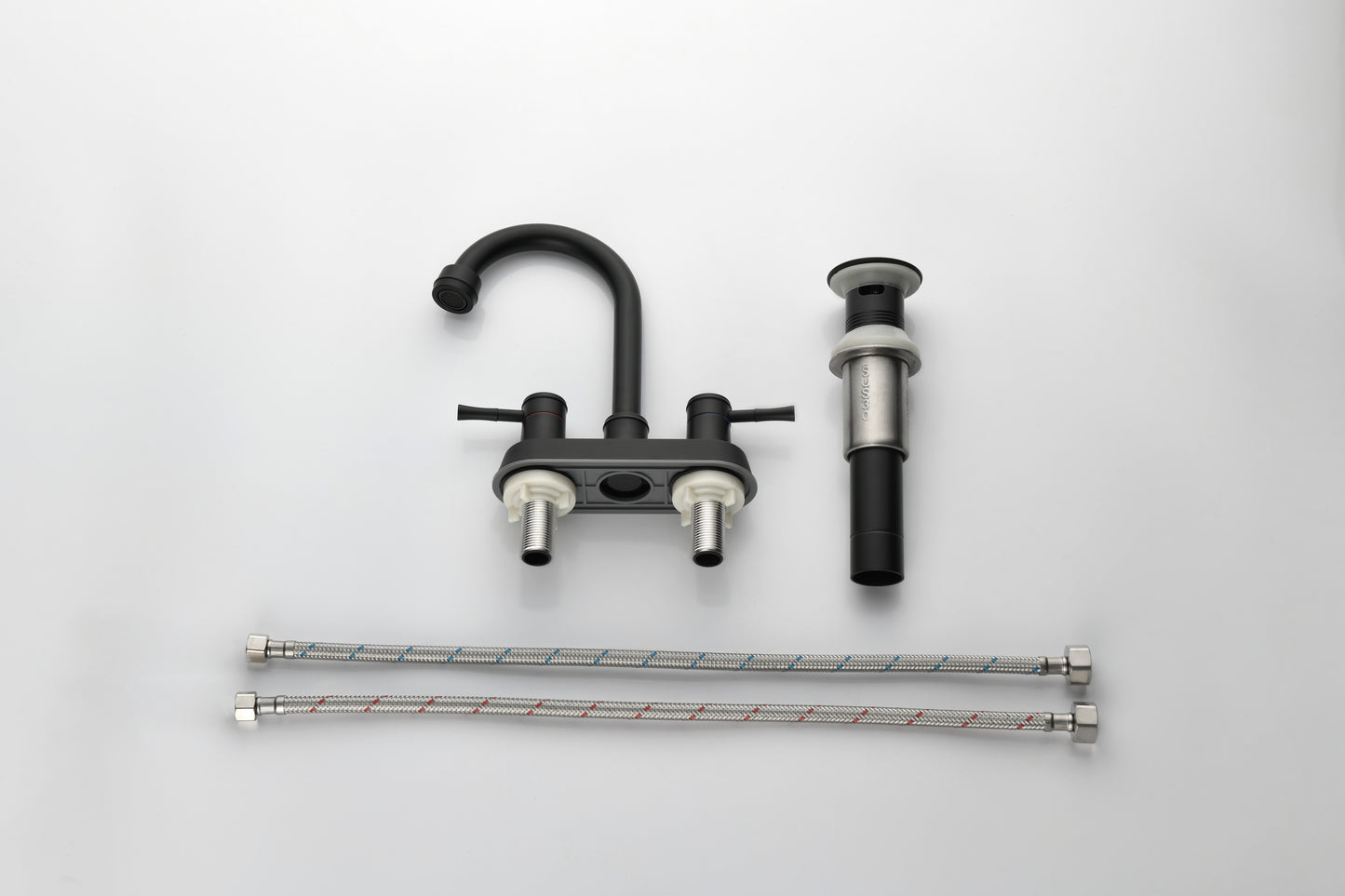 Modern Matte Black Bathroom Faucet with Dual Handle Controls