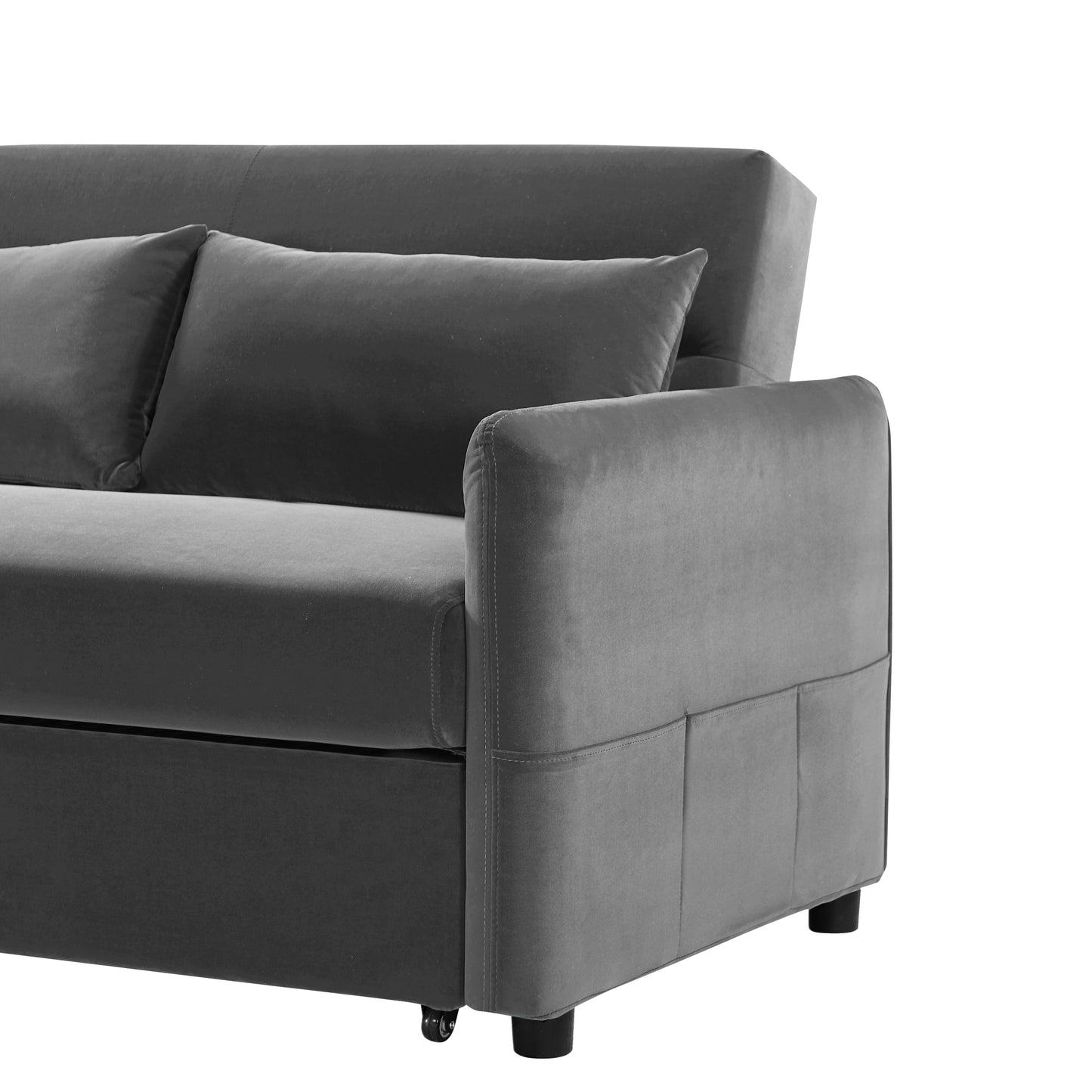 Convertible Dark Gray Sofa Bed with Adjustable Backrest