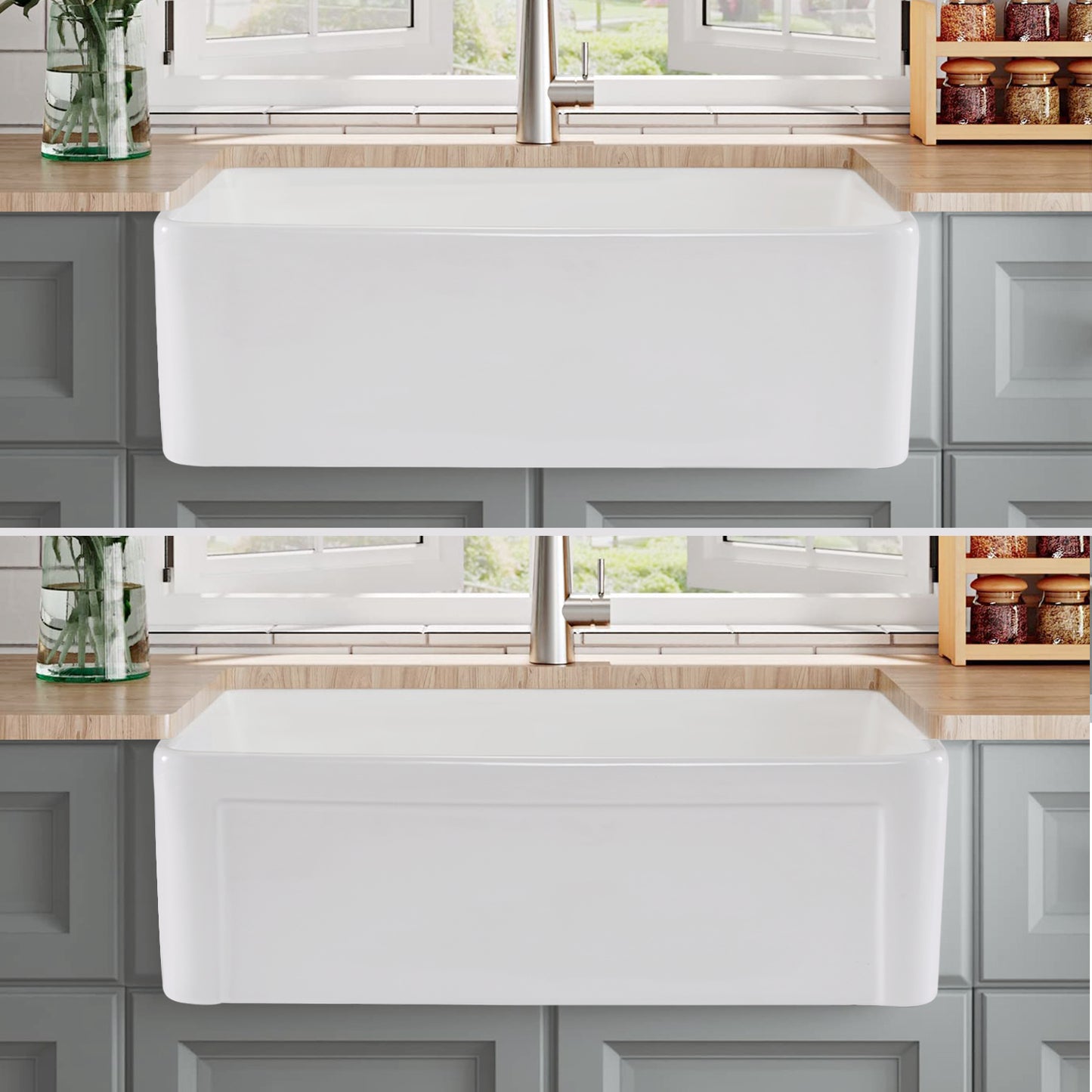 Deep Single Bowl White Farmhouse Kitchen Sink