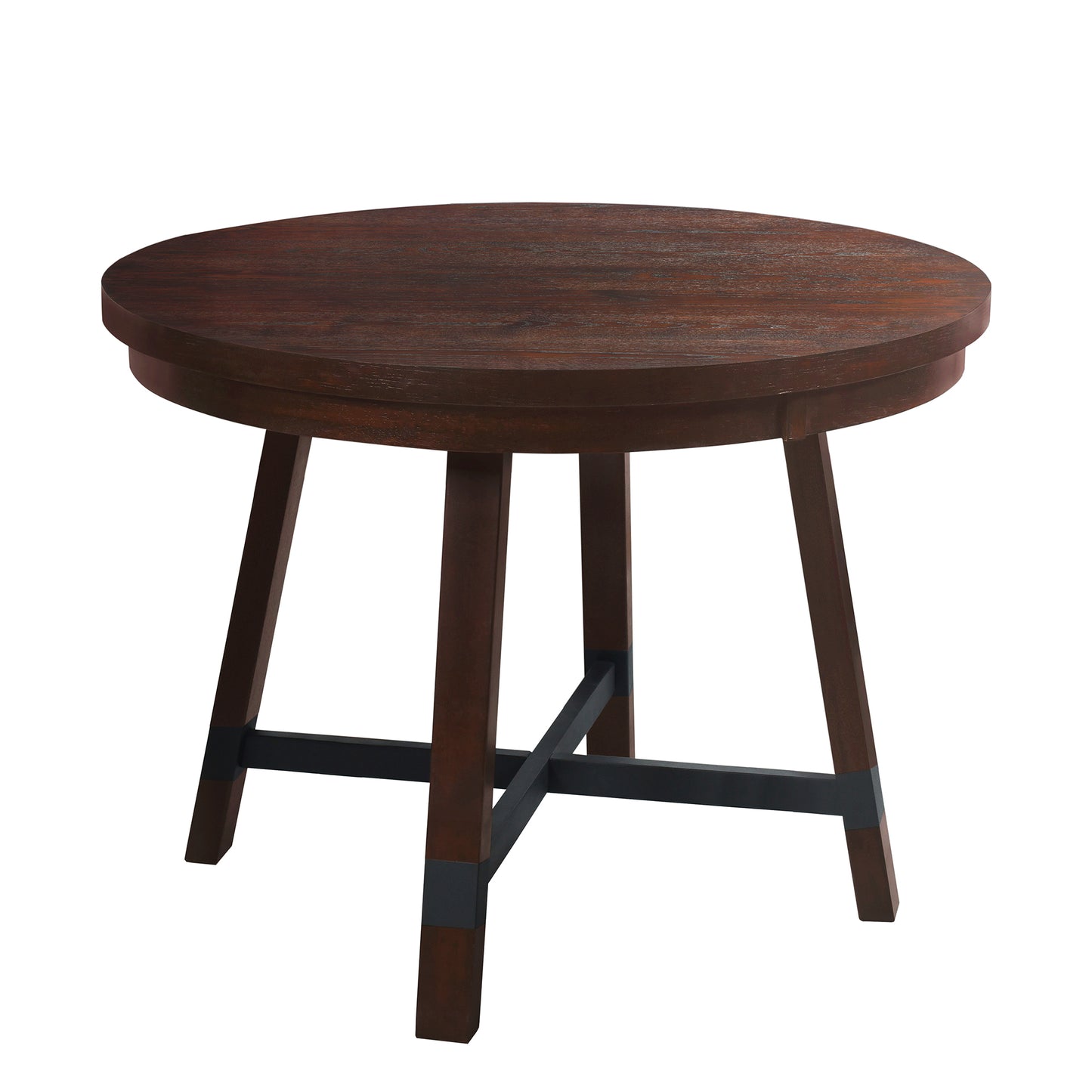 Rustic 42inch Round Dining Table Set with Cross Legs and Upholstered Dining Chairs for Small Places, Espresso