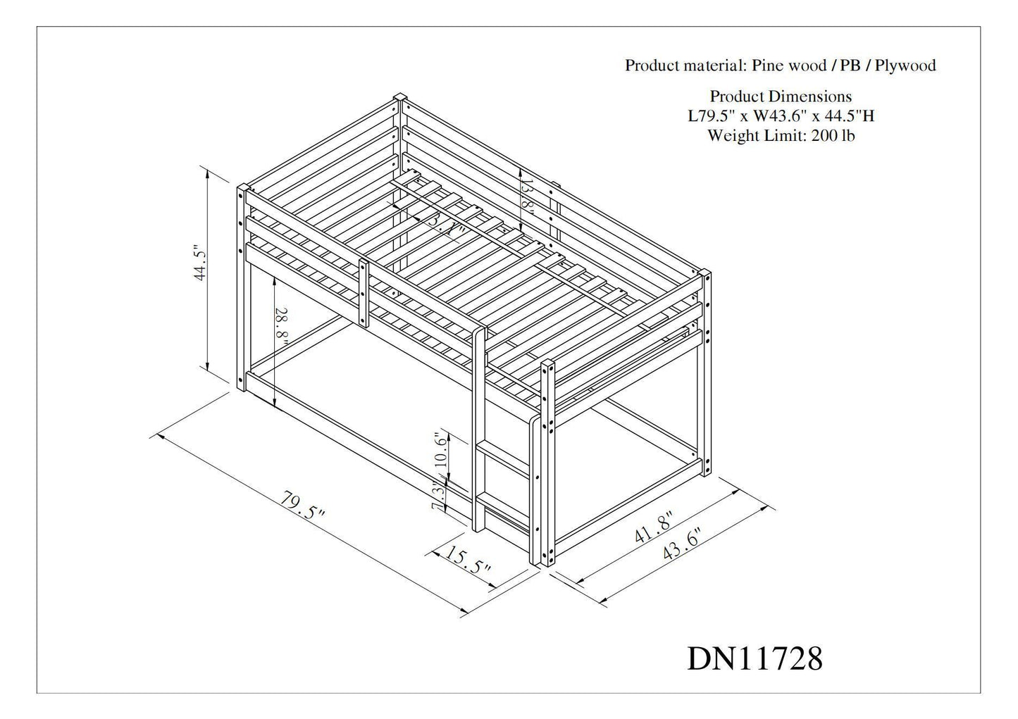 Loft Twin Bed , Grey