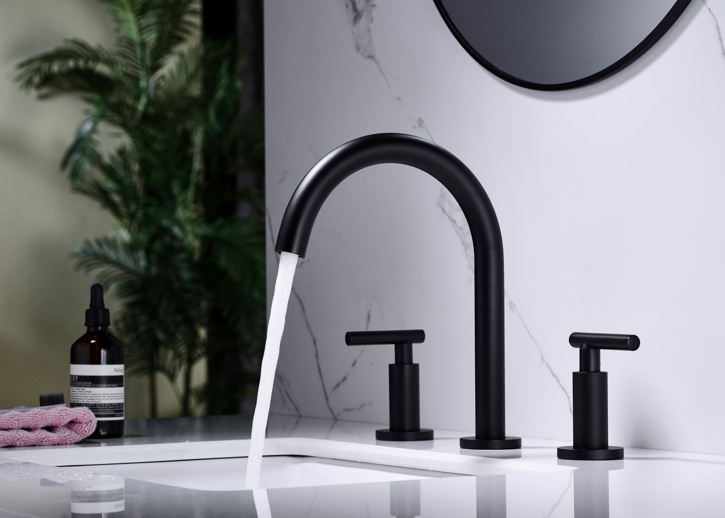 Elegant Two-Handle High Arc Bathroom Sink Faucet