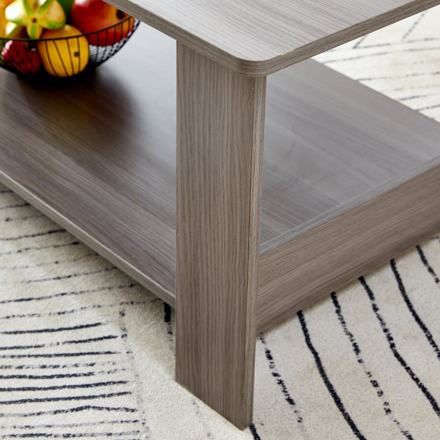 Gray Textured Double-Layered MDF Coffee Table - Sleek & Practical